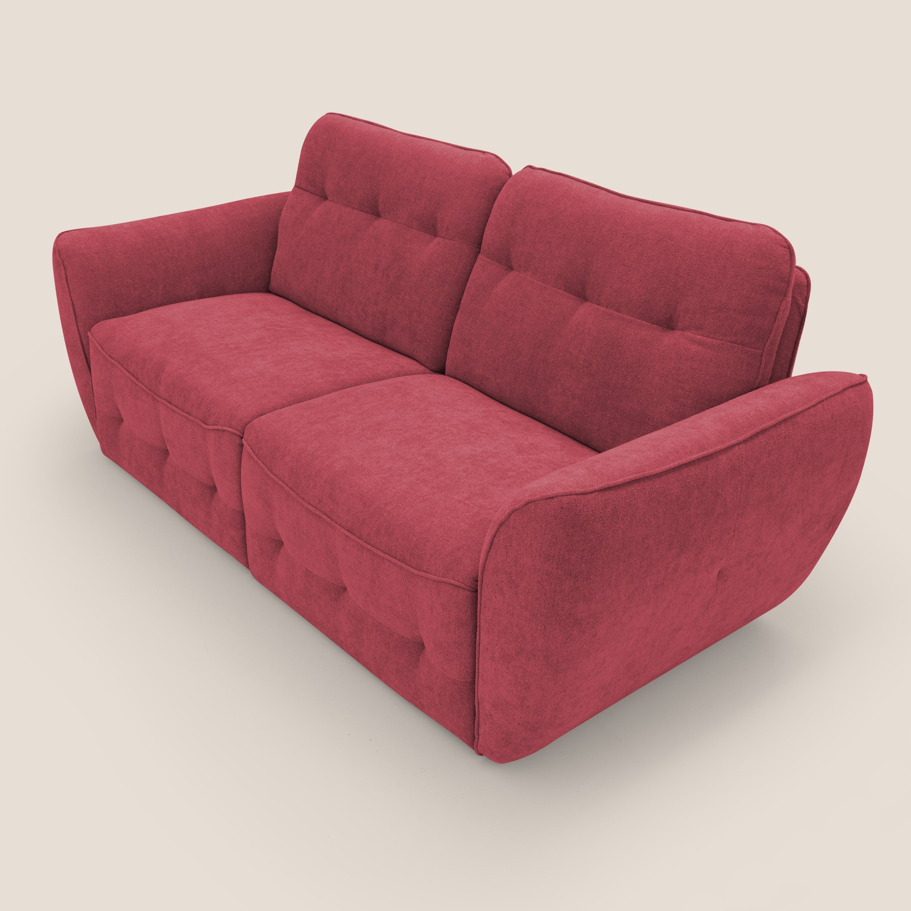 Cerbero divano 2 e 3 posti in morbido bouclé impermeabile T07 rosso - divani.store