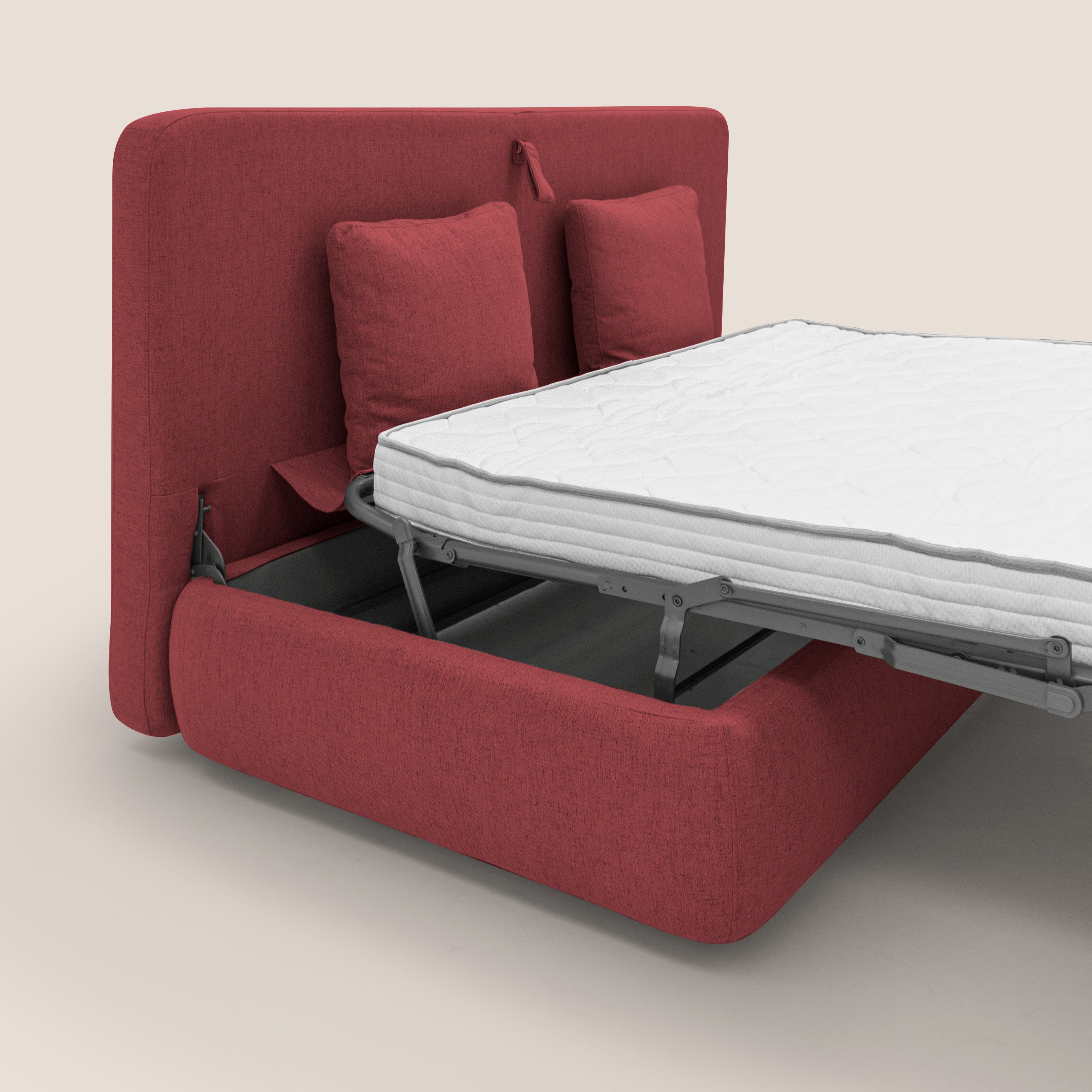 Gransasso Divano letto matrimoniale dal DESIGN innovativo in tessuto impermeabile T03 rosso - divani.store