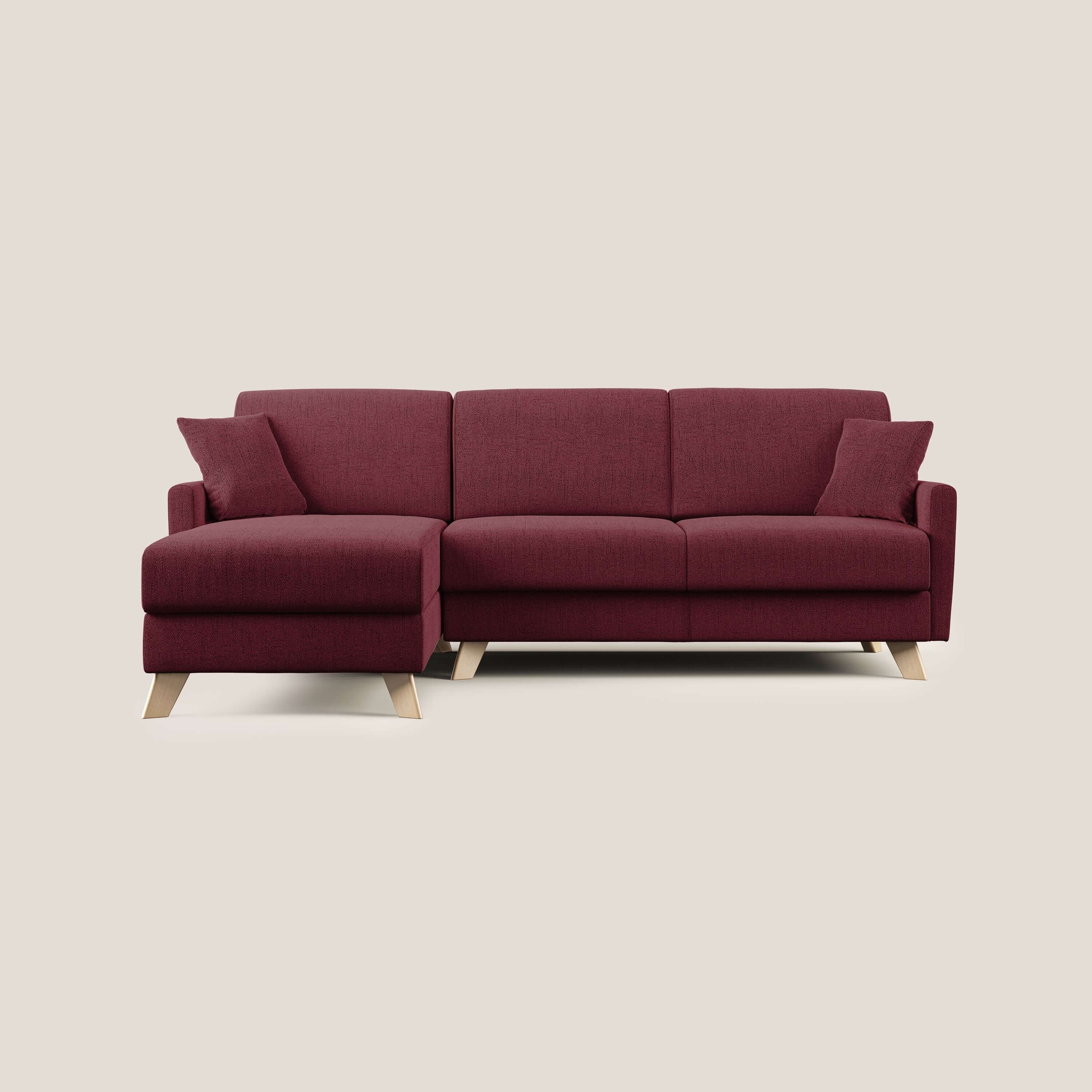Edgar divano letto angolare in tessuto felis impermeabile T03 rosso - divani.store