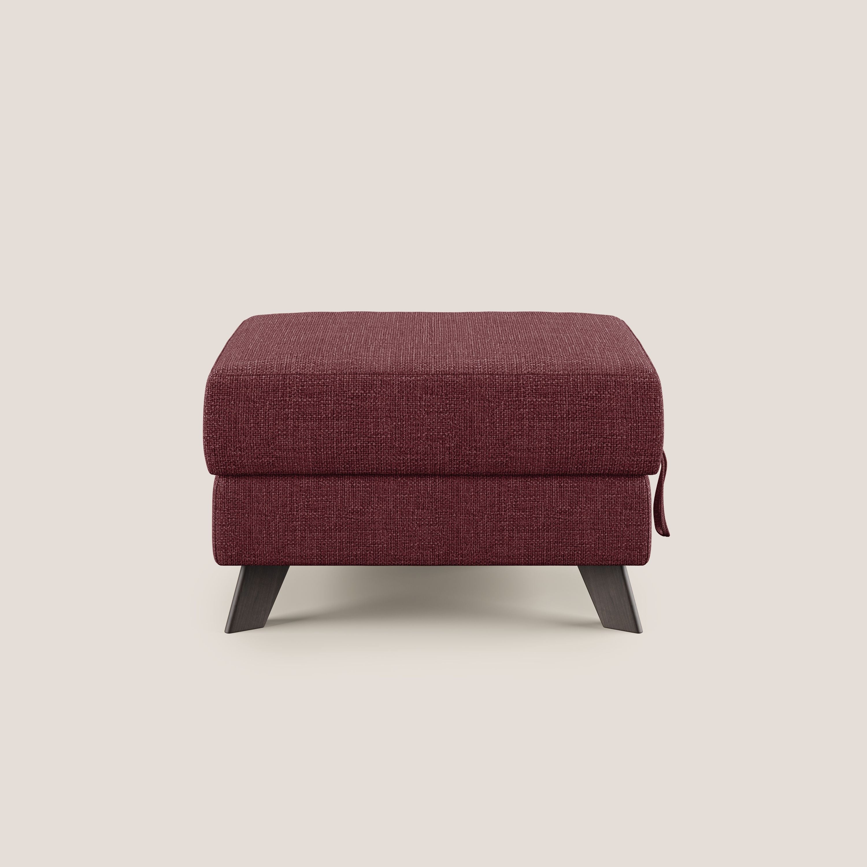 Moon Pouf contenitore e piedini alti in tessuto morbido ad intreccio soft-touch impermeabile T06 rosso - divani.store