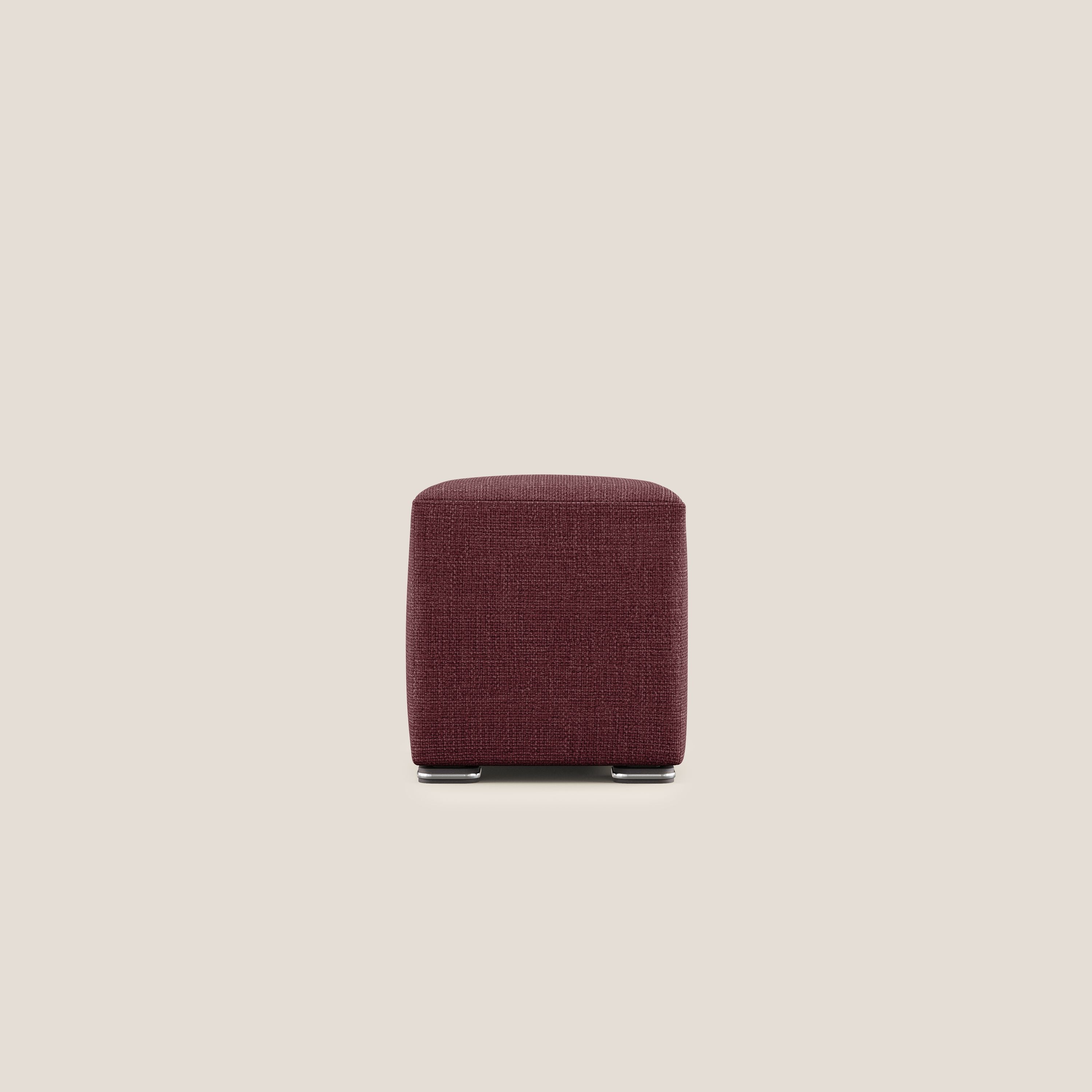 Cube pouf in morbido tessuto impermeabile ad intreccio melangiato T06 rosso - divani.store