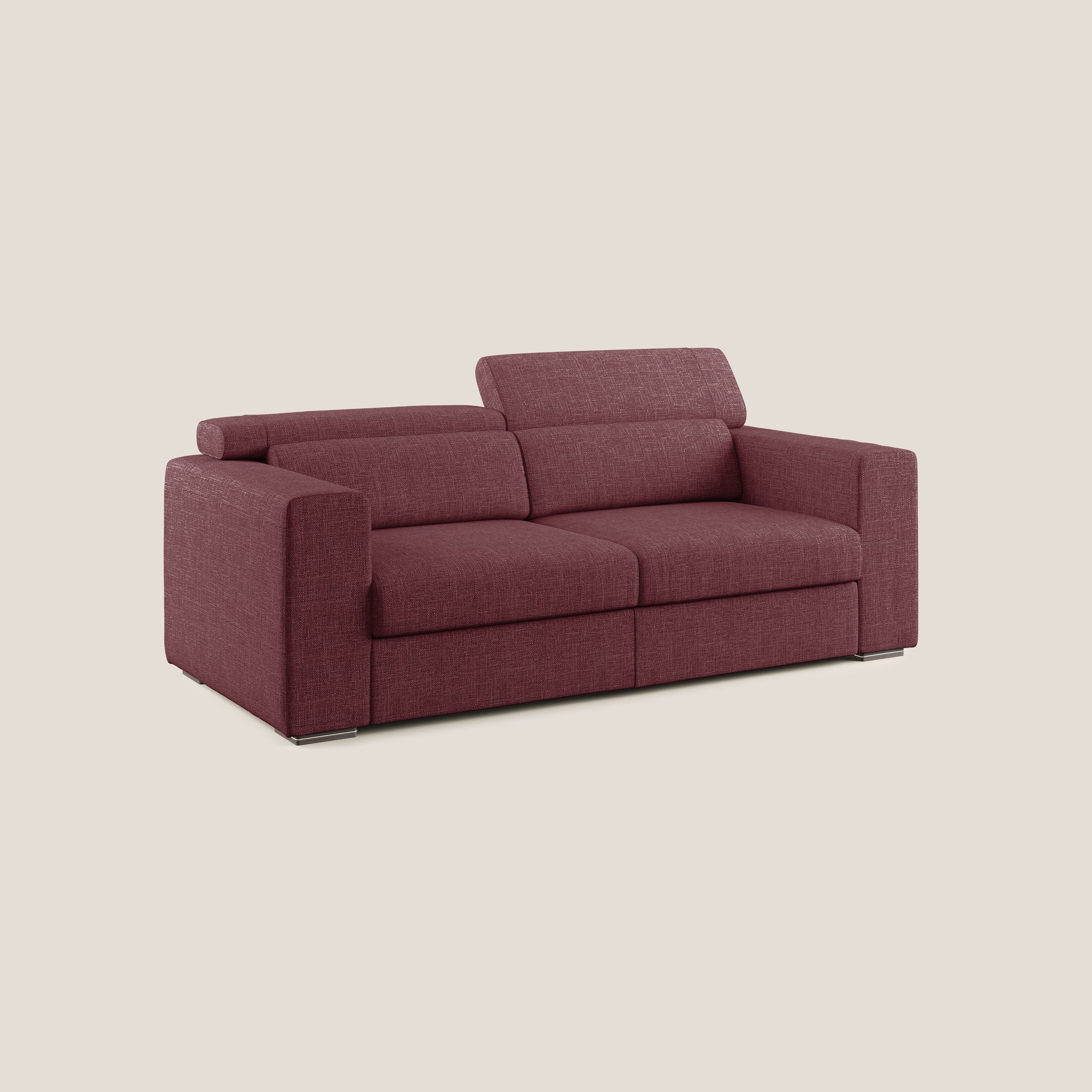 Vegas divano con poggiatesta reclinabili in morbido tessuto impermeabile T06 rosso - divani.store