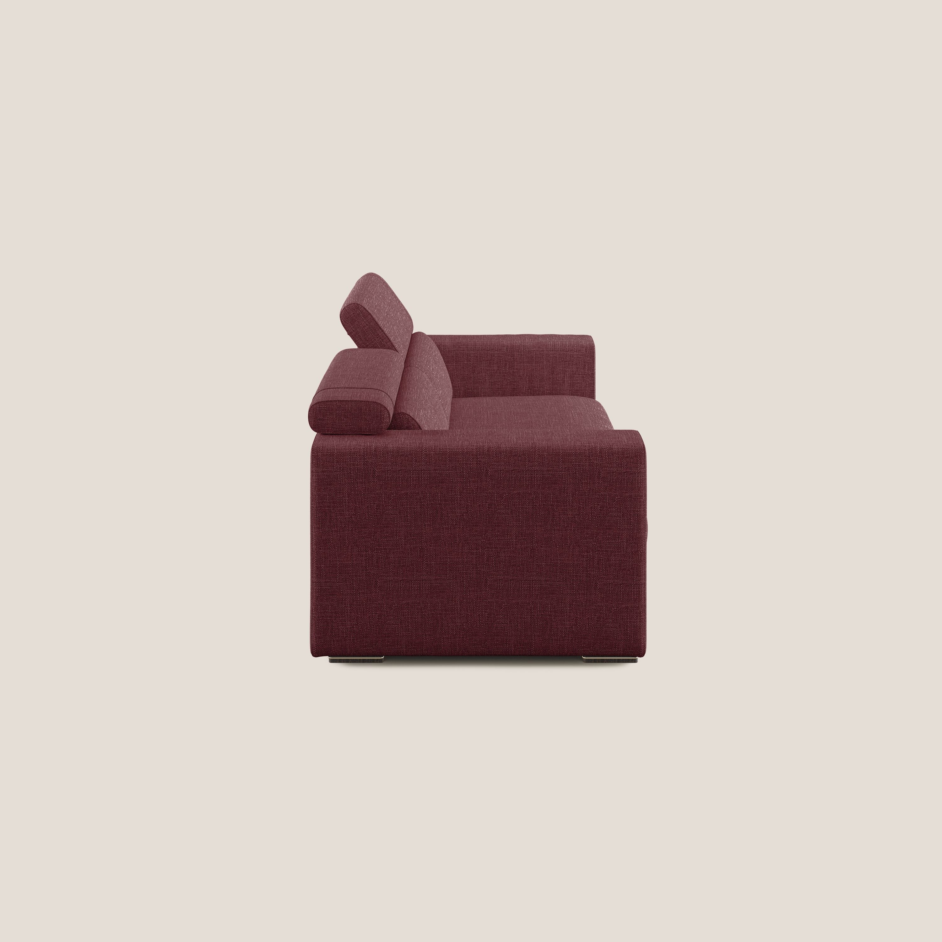 Vegas divano con poggiatesta reclinabili in morbido tessuto impermeabile T06 rosso - divani.store