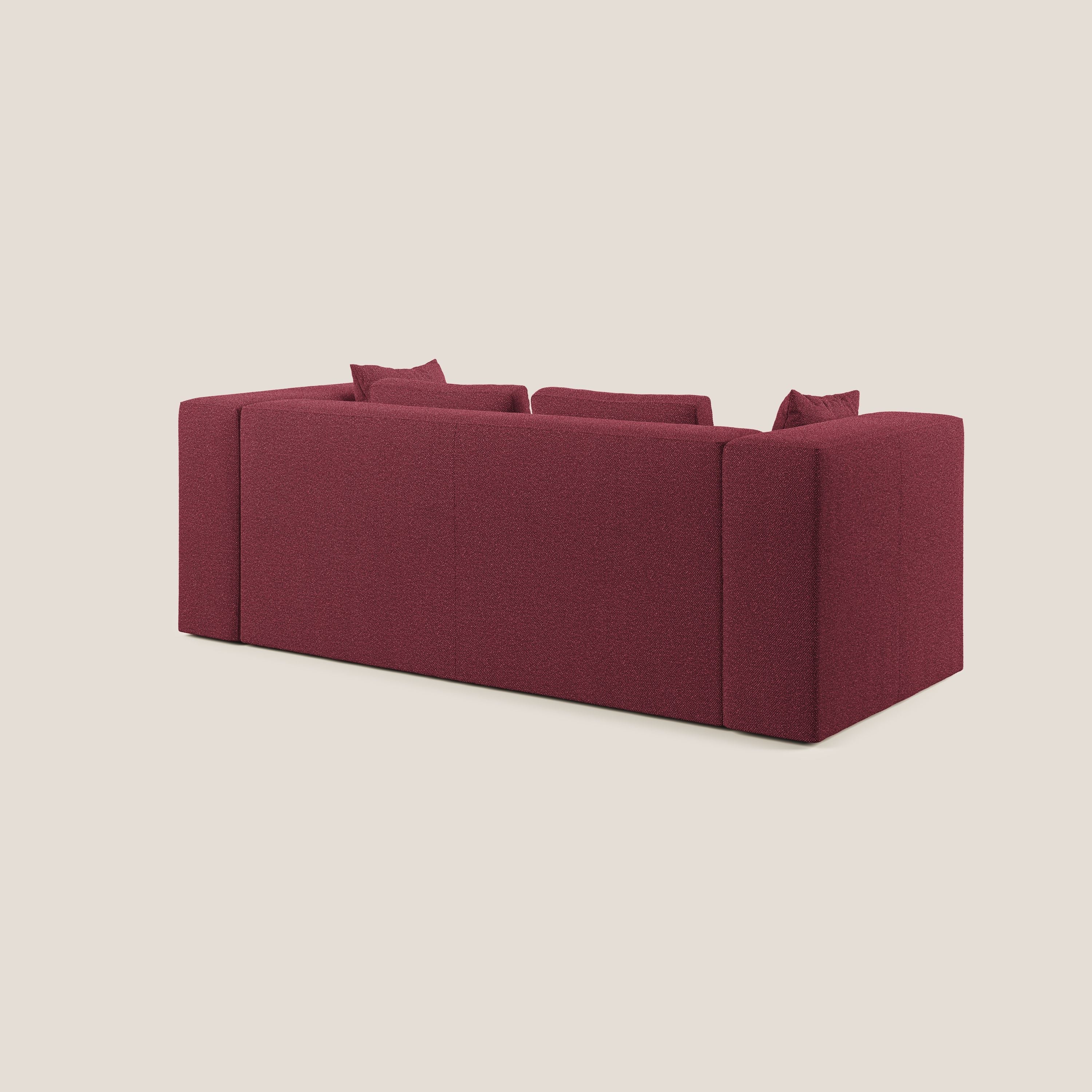 Nettuno divano moderno componibile in morbido tessuto bouclè T07 rosso - divani.store