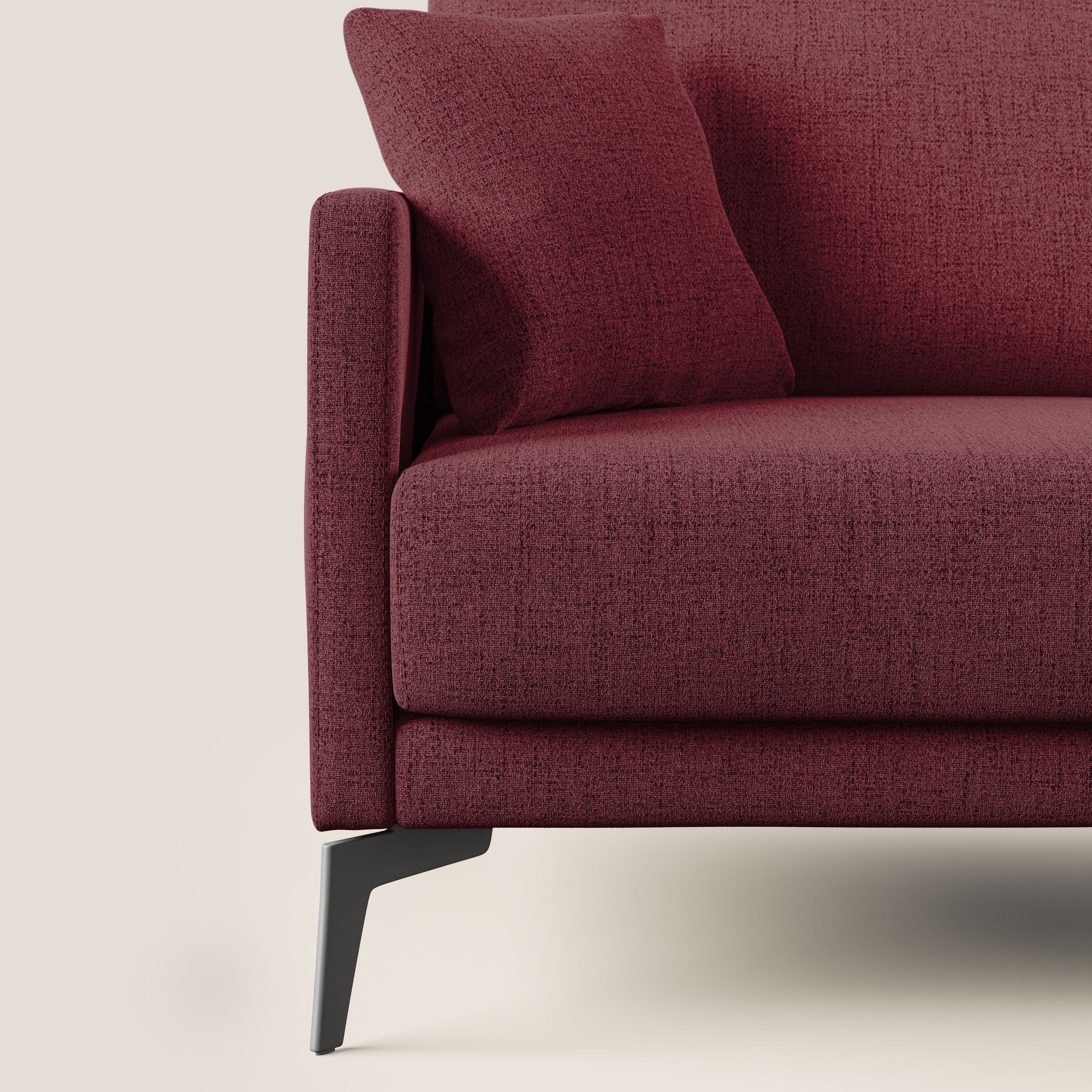 Saturno divano angolare moderno in tessuto morbido impermeabile T03 rosso - divani.store