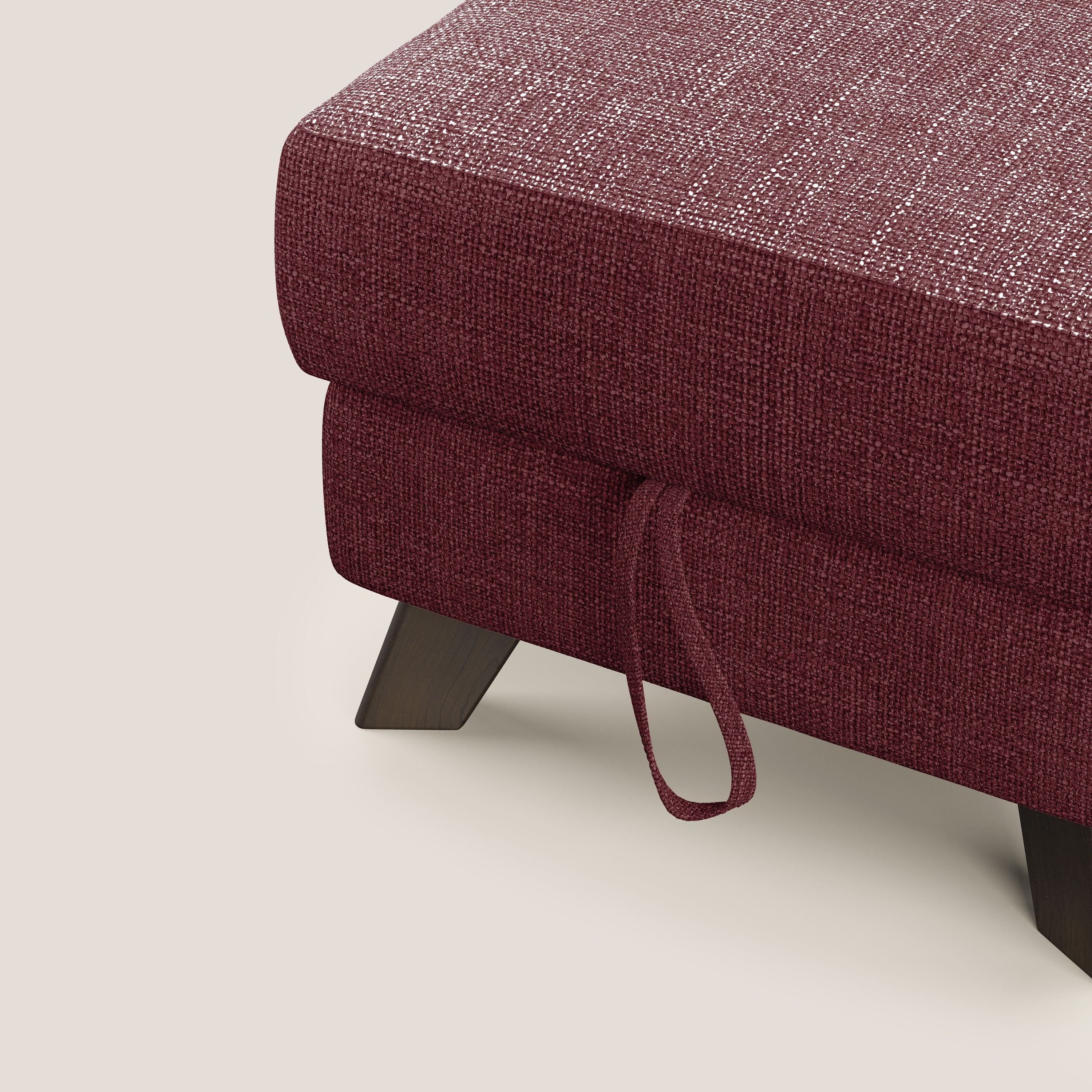 Moon Pouf contenitore e piedini alti in tessuto morbido ad intreccio soft-touch impermeabile T06 rosso - divani.store