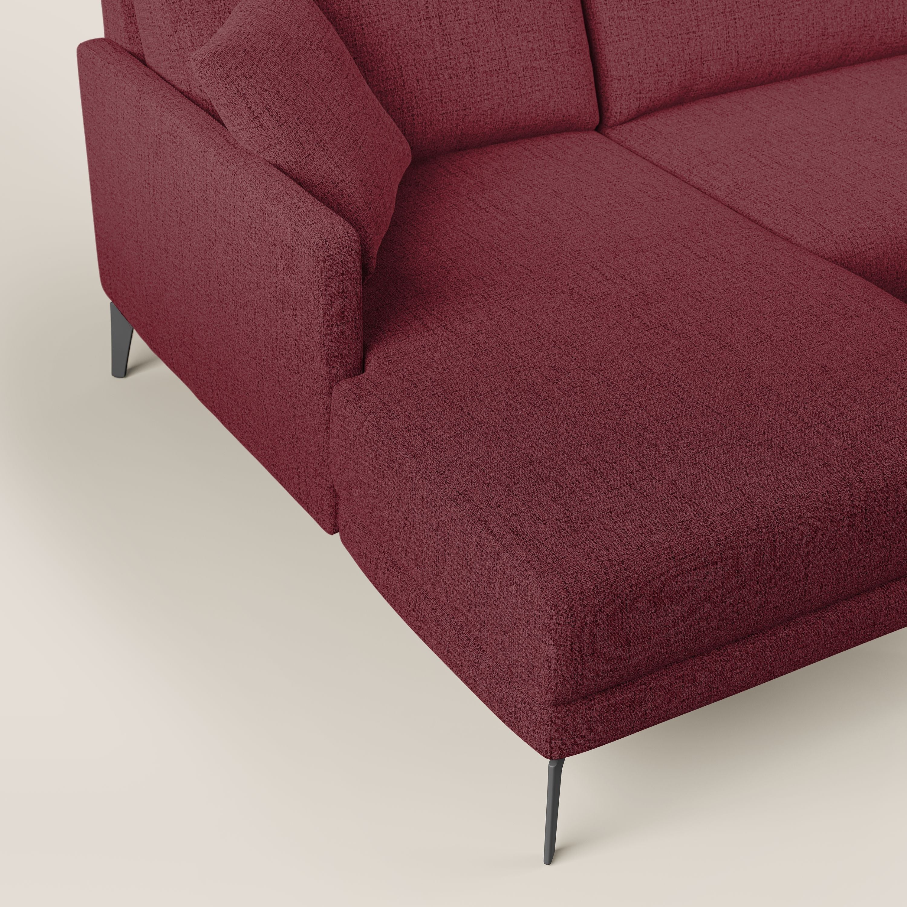 Saturno divano panoramico moderno in tessuto morbido impermeabile T03 rosso - divani.store