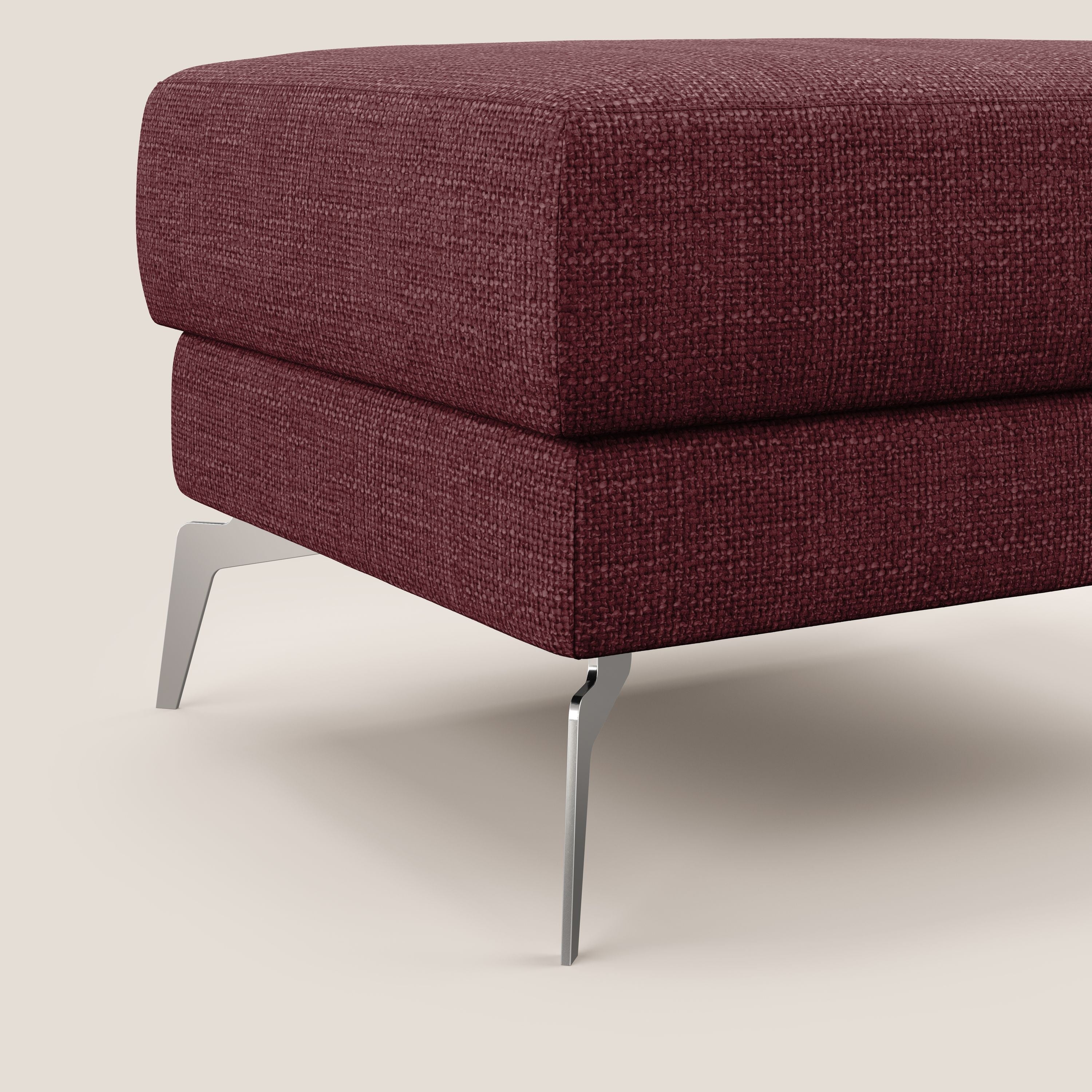 Star Pouf con piedini alti in tessuto impermeabile morbido intreccio T06 rosso - divani.store