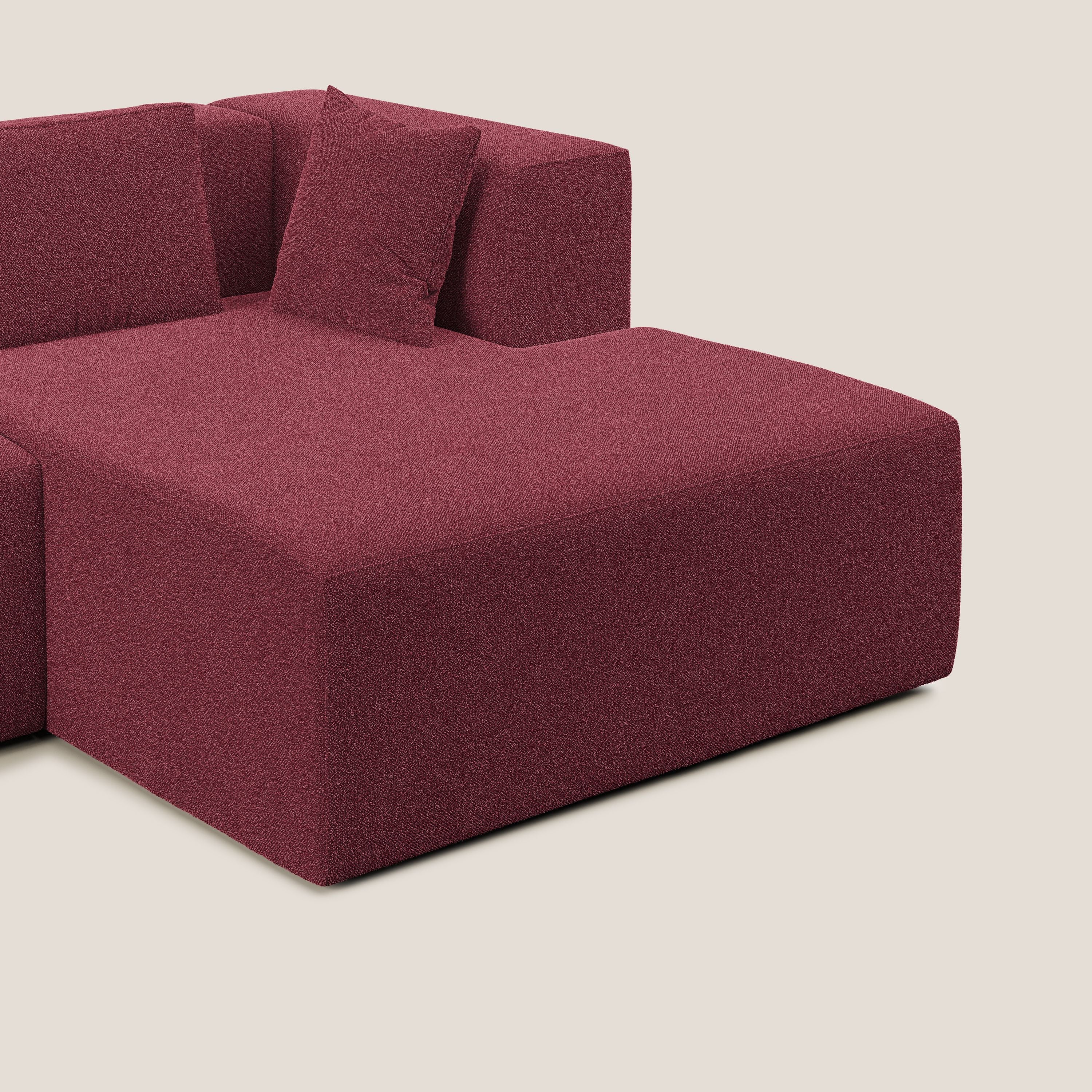 Nettuno divano panoramico in morbido tessuto bouclè T07 rosso - divani.store