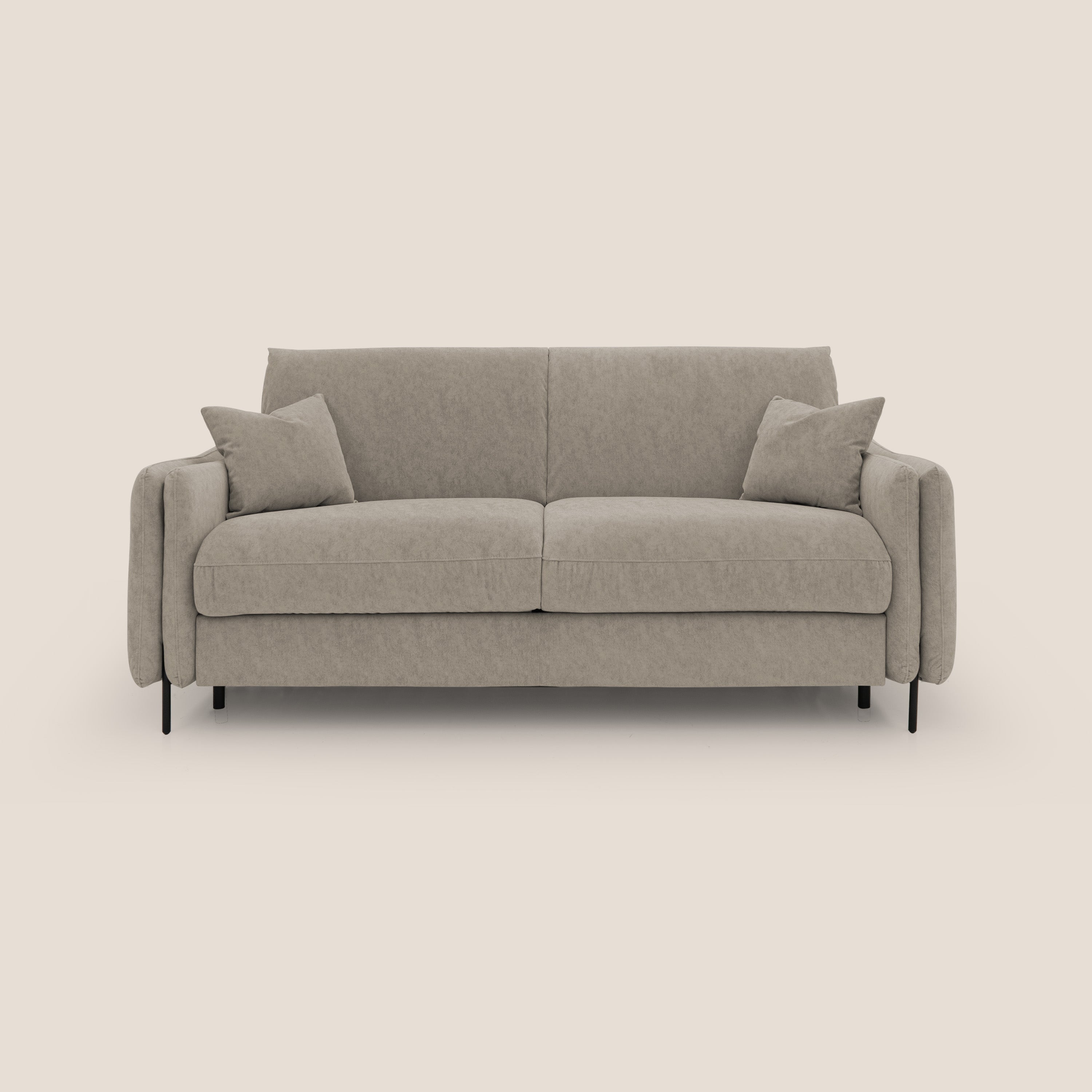 Gregory Divano letto con materasso h18 cm in microfibra effetto velluto impermeabile T09 tortora - divani.store