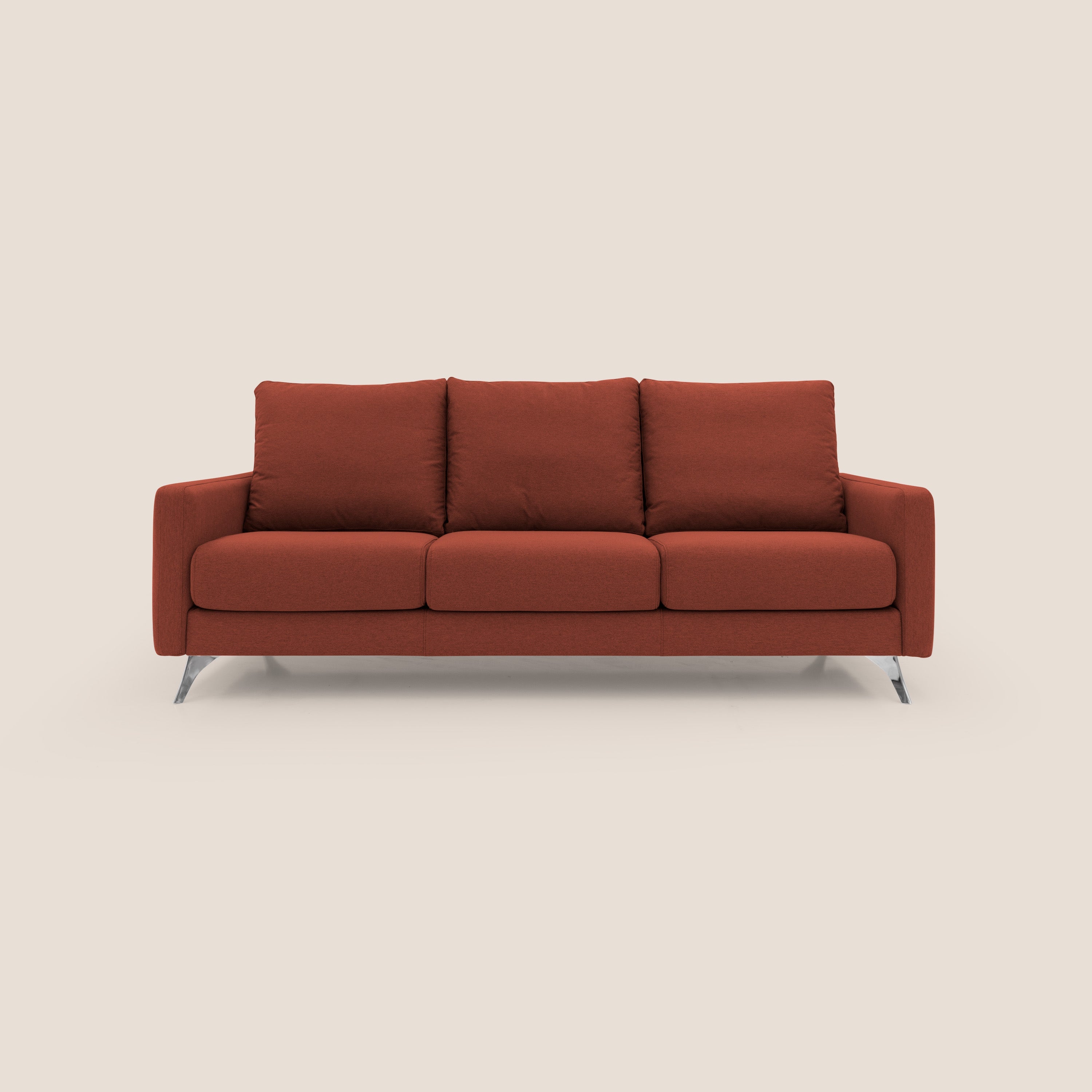 Klimt divano con 3 sedute allungabili e schienali in piuma d'oca in tessuto smacchiabile T05 rosso - divani.store