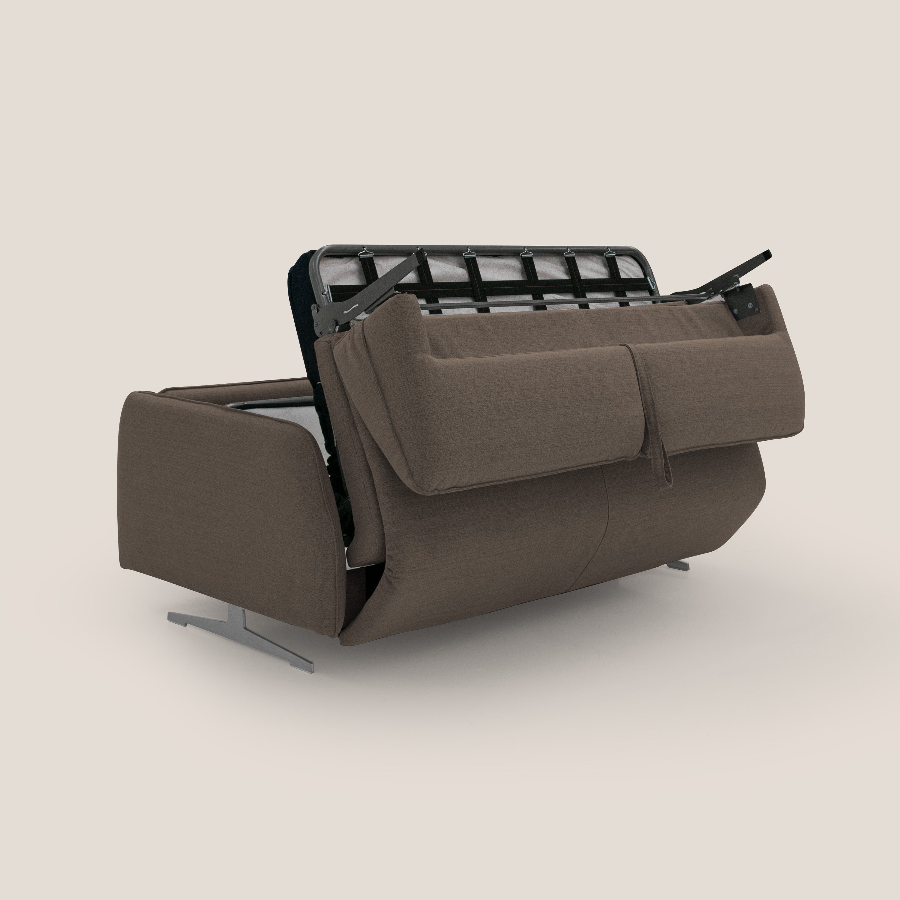 Texas Divano letto matrimoniale moderno in tessuto impermeabile T19 marrone - divani.store