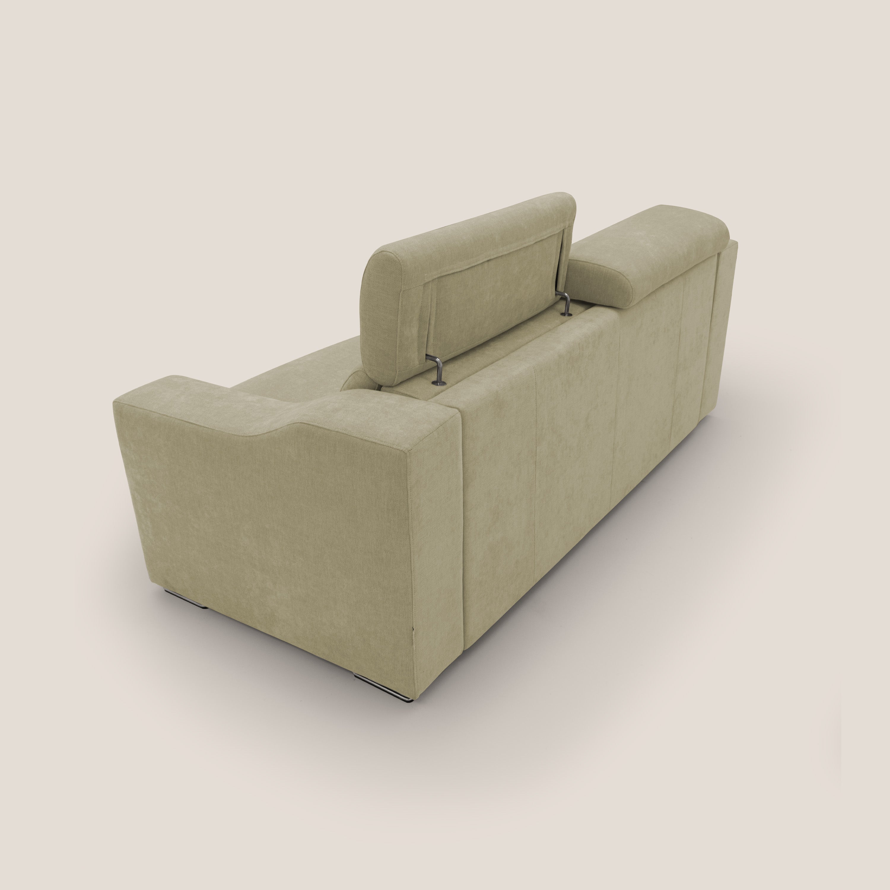 Bomber divano letto matrimoniale con poggiatesta in tessuto impermeabile T14 beige - divani.store