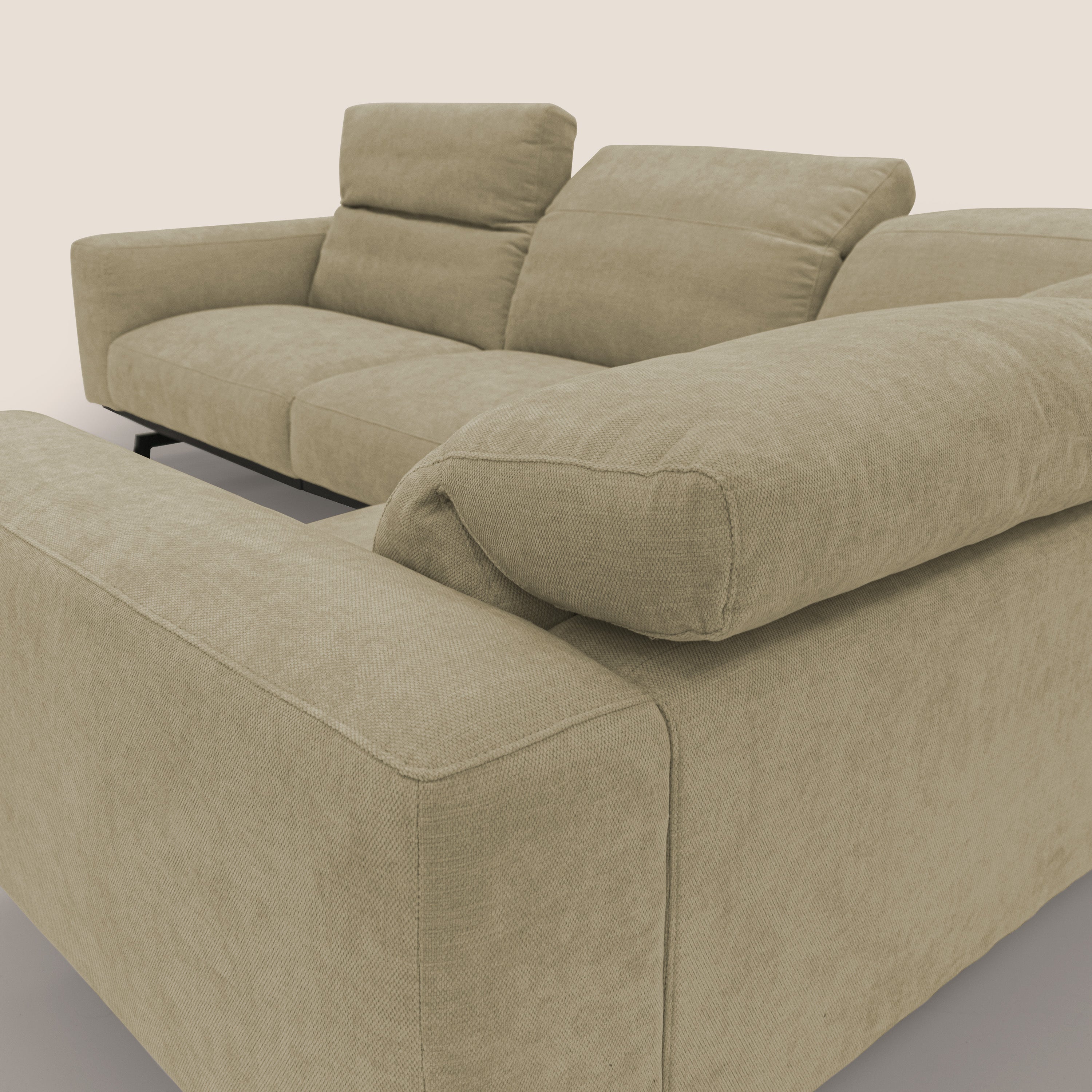 Sakura wendbares, modulares Ecksofa aus weichem, wasserfestem geflammtem Stoff T14 beige
