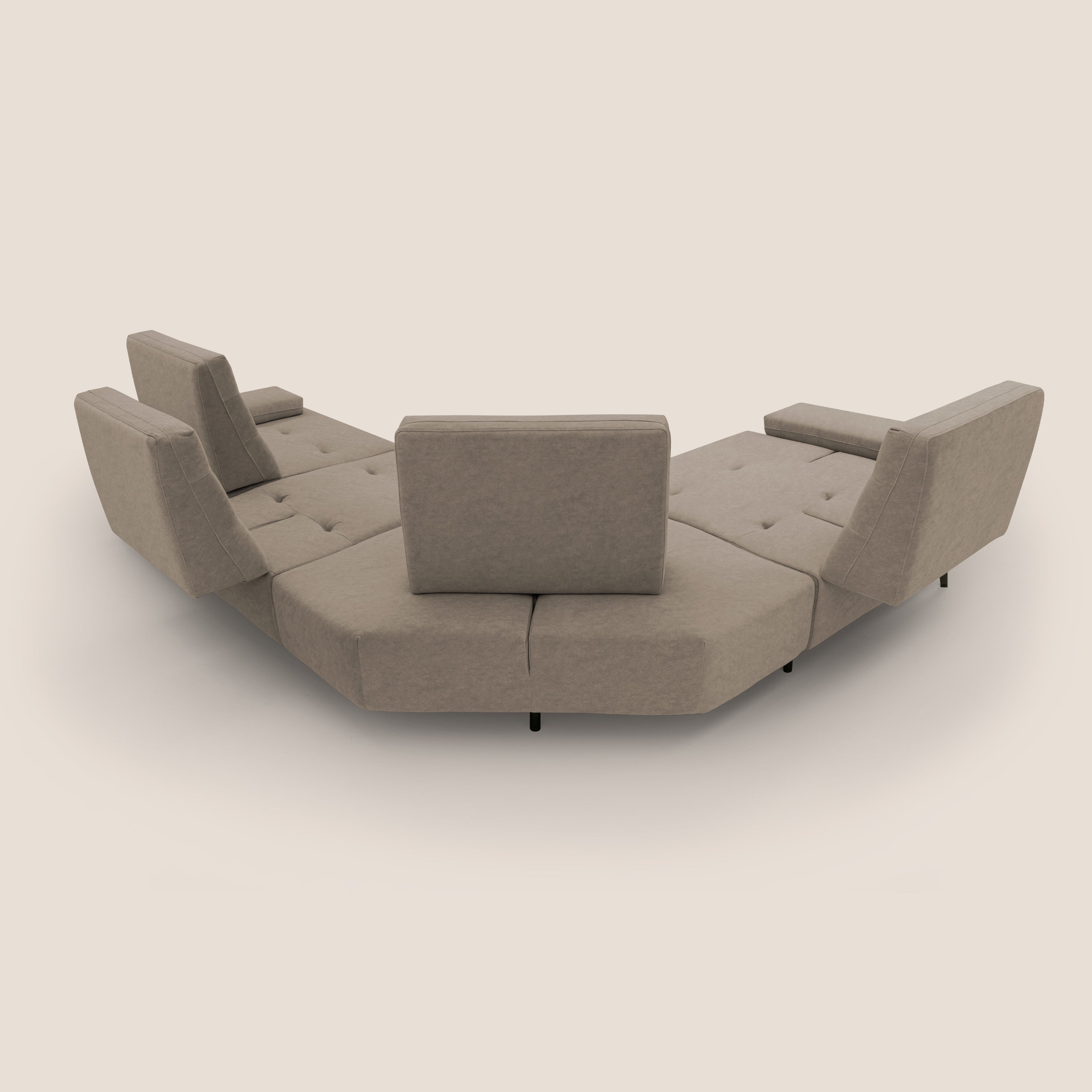 Lugano Divano angolare con schienali traslanti in microfibra effetto velluto T09 tortora - divani.store