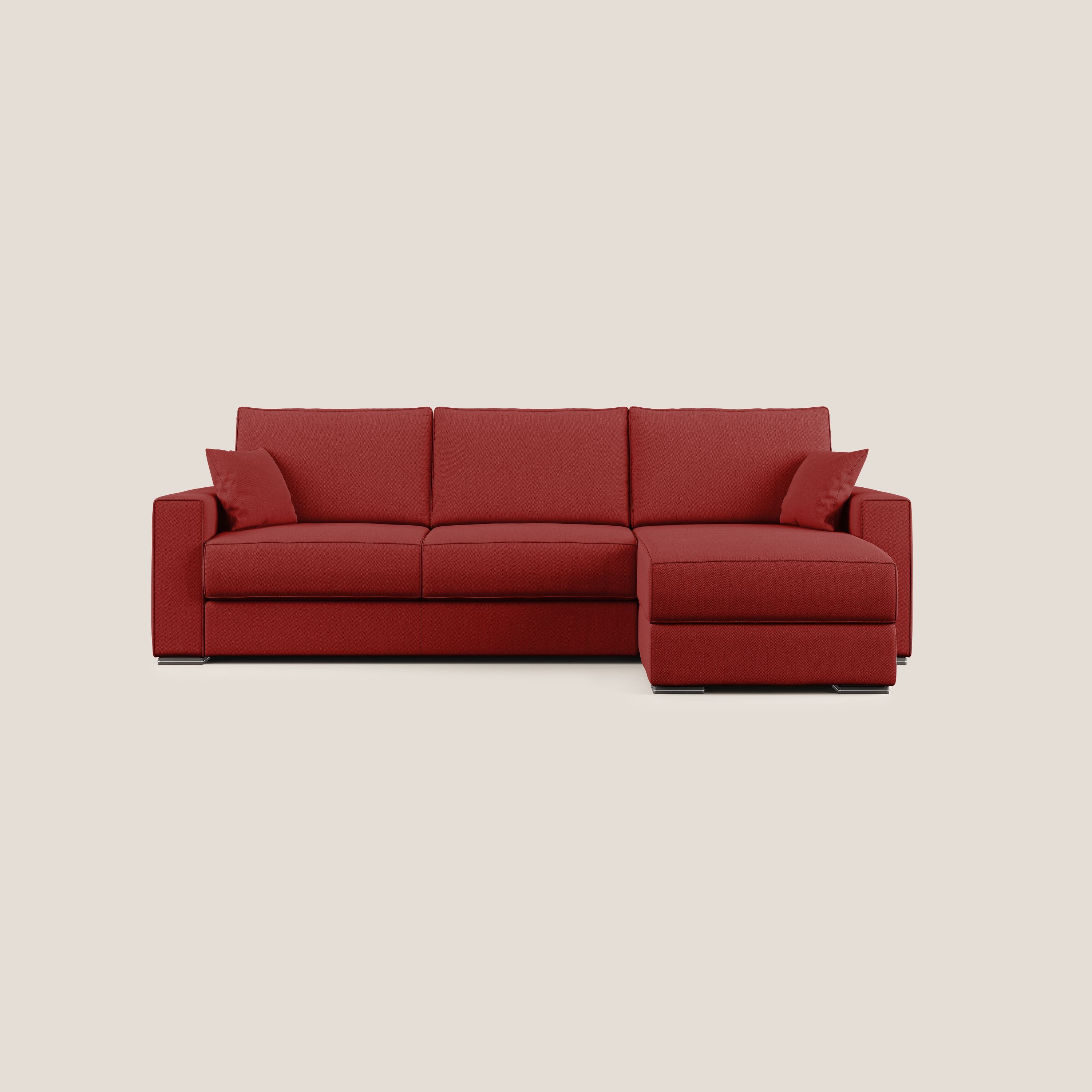 Dream Divano letto angolare in tessuto smacchiabile T05 rosso - divani.store