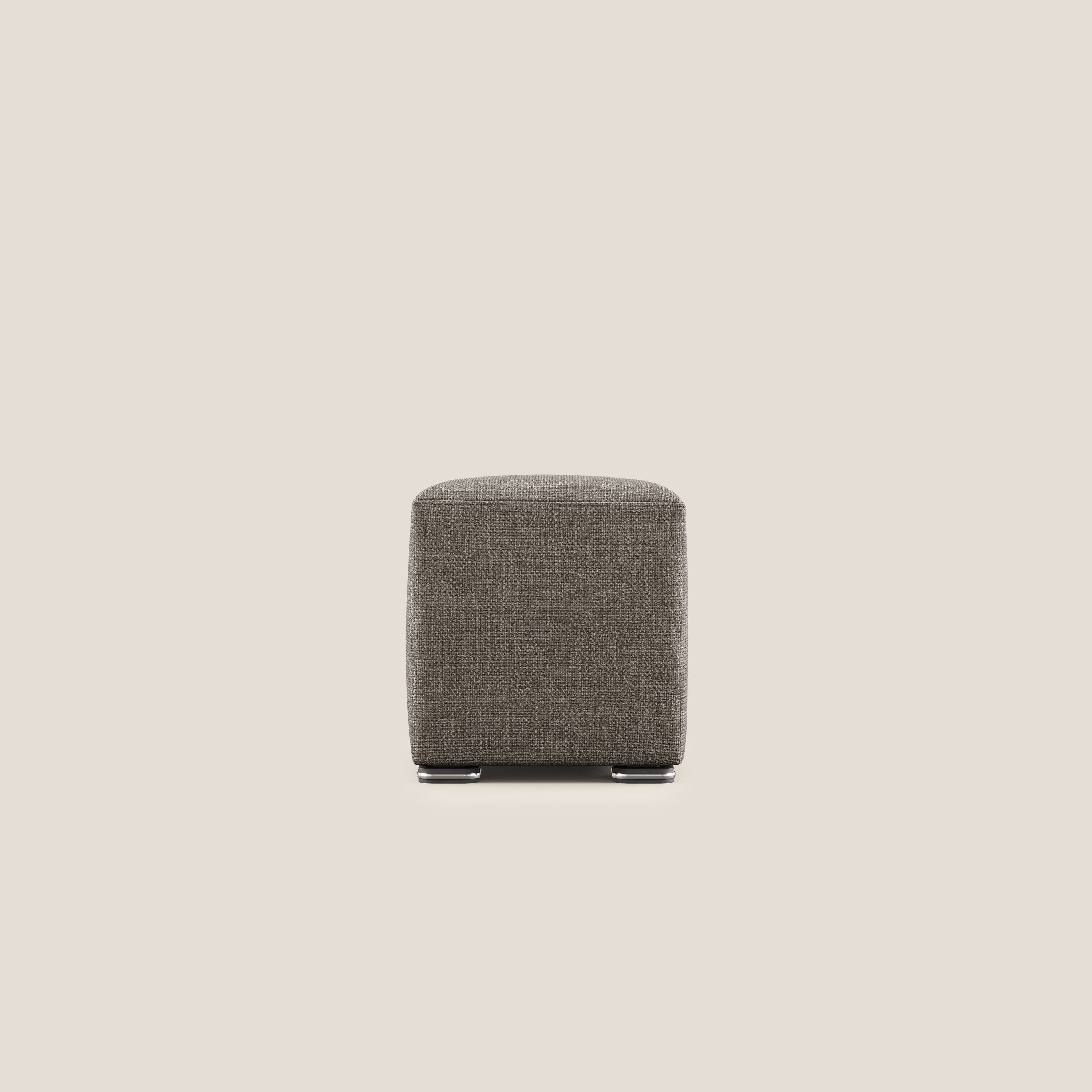 Cube pouf in morbido tessuto impermeabile ad intreccio melangiato T06 marrone - divani.store