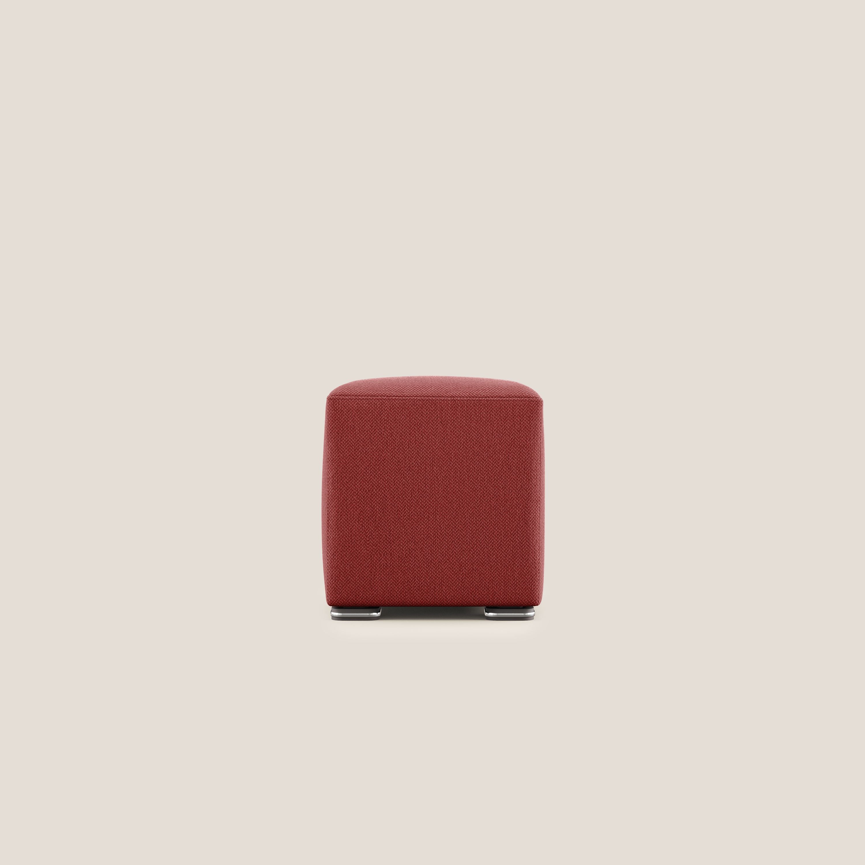 Cube pouf in tessuto morbido smacchiabile T05 rosso - divani.store
