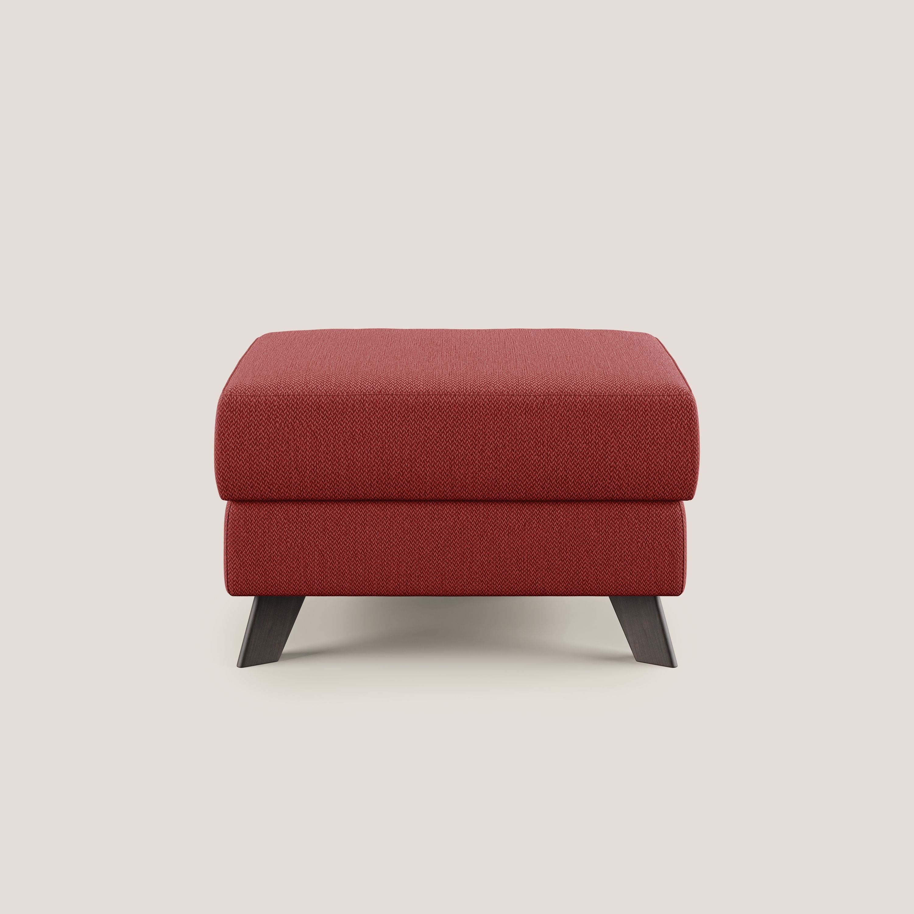 Moon Pouf contenitore e piedini alti in tessuto smacchiabile con acqua T05 rosso - divani.store