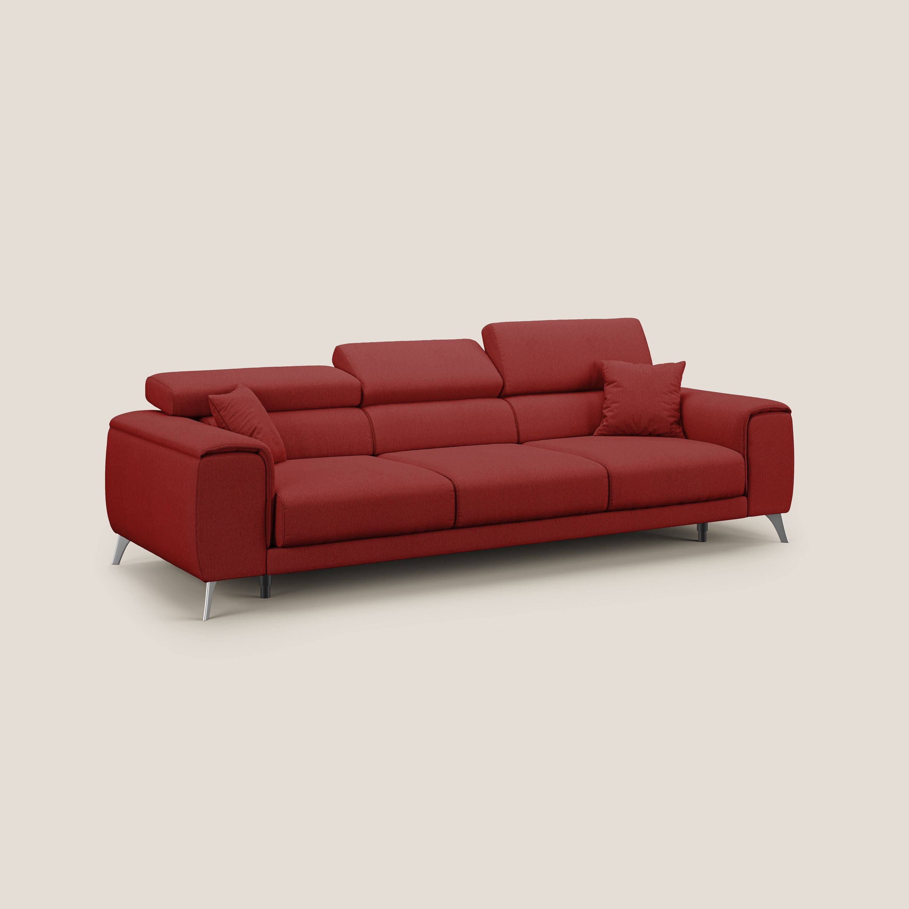 Fusion divano con 3 sedute allungabili in tessuto smacchiabile T05 rosso - divani.store
