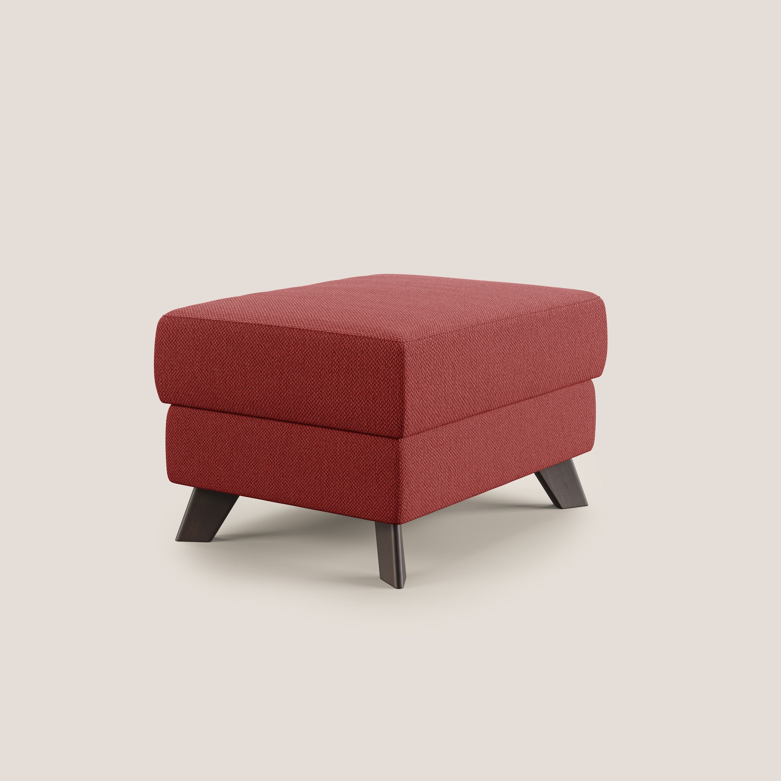 Moon Pouf contenitore e piedini alti in tessuto smacchiabile con acqua T05 rosso - divani.store