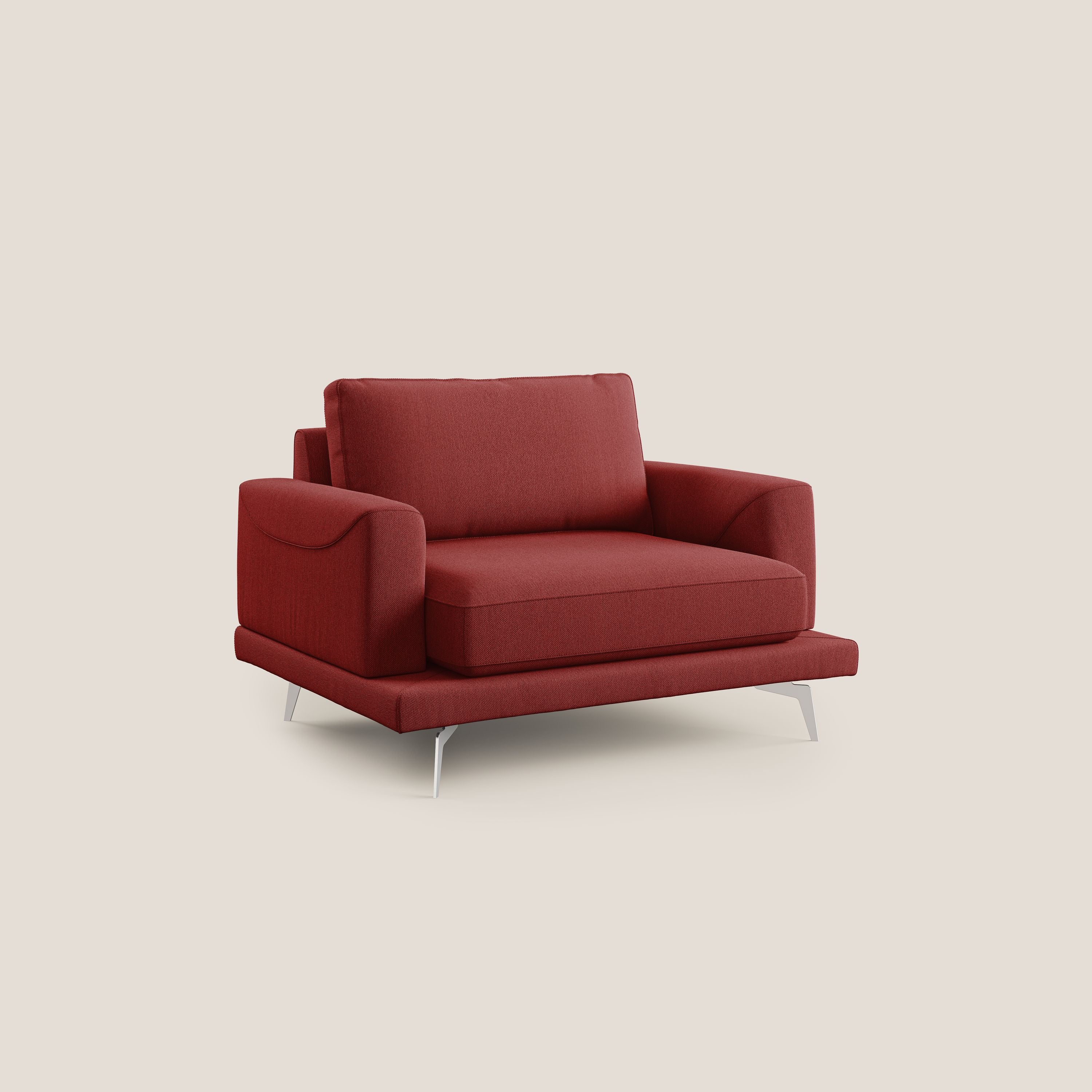 Dorian poltrona moderna in tessuto smacchiabile T05 rosso - divani.store