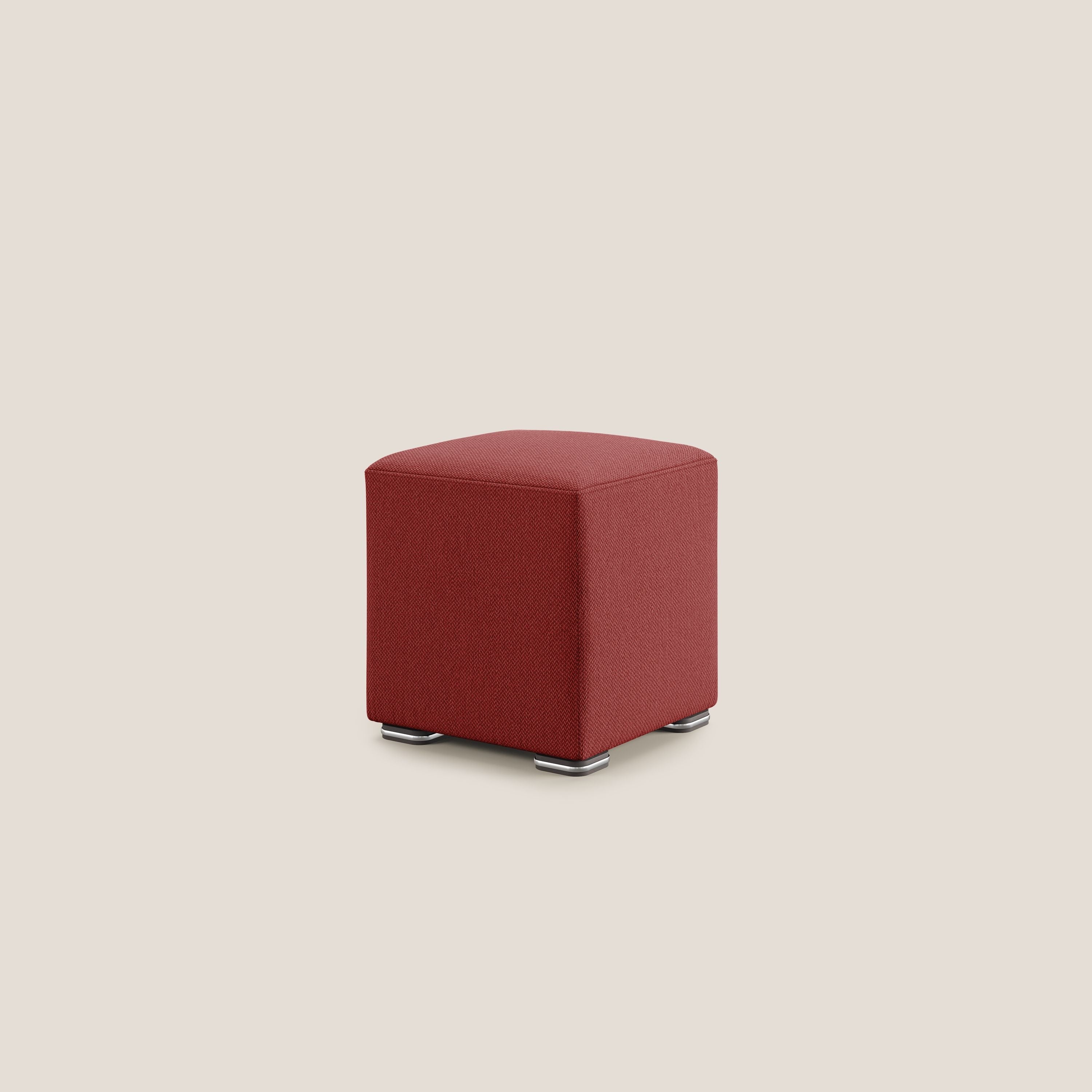 Cube pouf in tessuto morbido smacchiabile T05 rosso - divani.store
