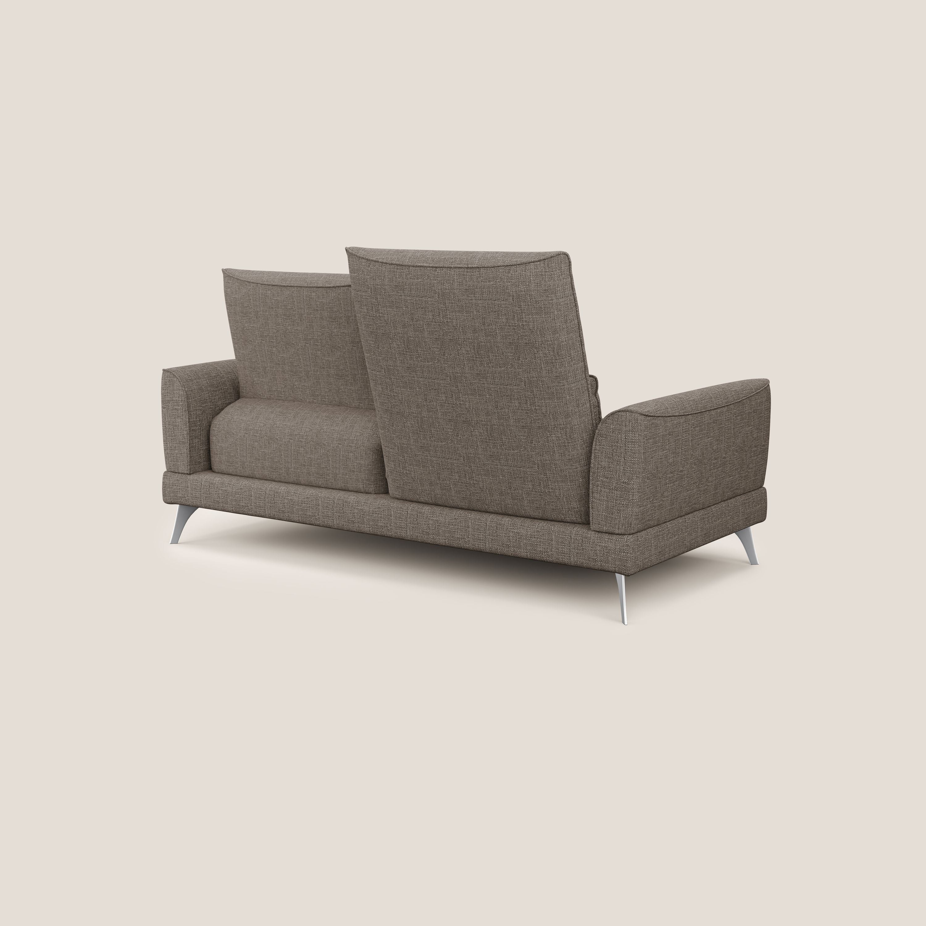 Tommy Divano relax con schienali traslanti in morbido tessuto fiammato T06 marrone - divani.store