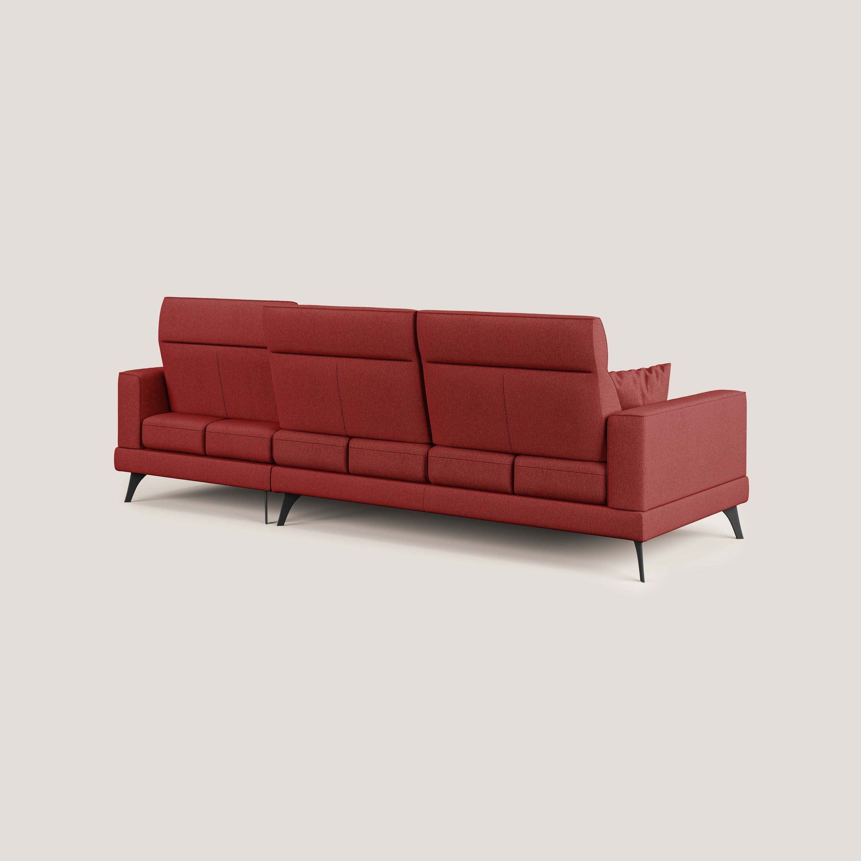 Slide Divano angolare con schienali traslanti e poggiatesta regolabili in tessuto smacchiabile T05 rosso - divani.store