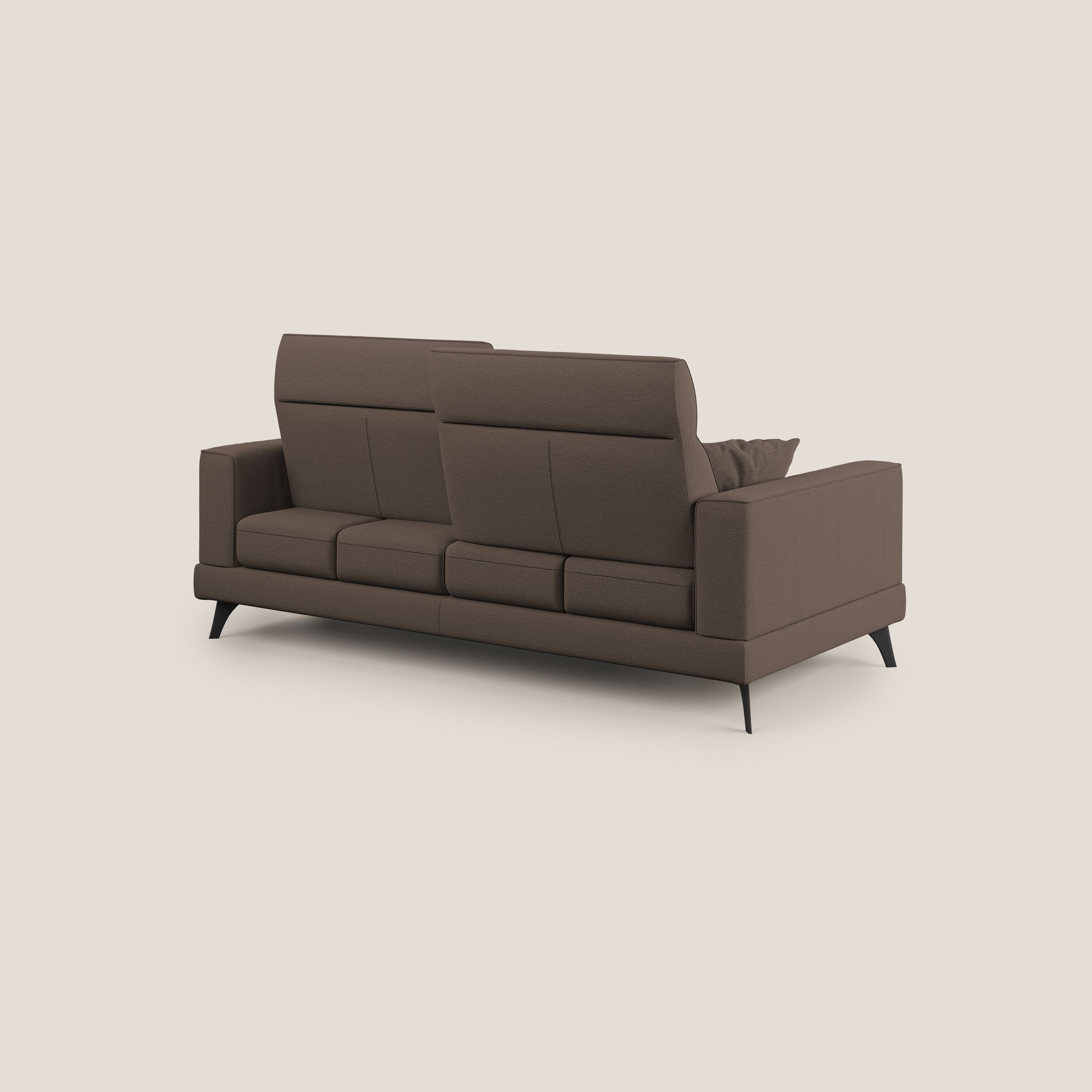 Slide Divano con schienali traslanti e poggiatesta in tessuto simil cotone impermeabile T19 marrone - divani.store