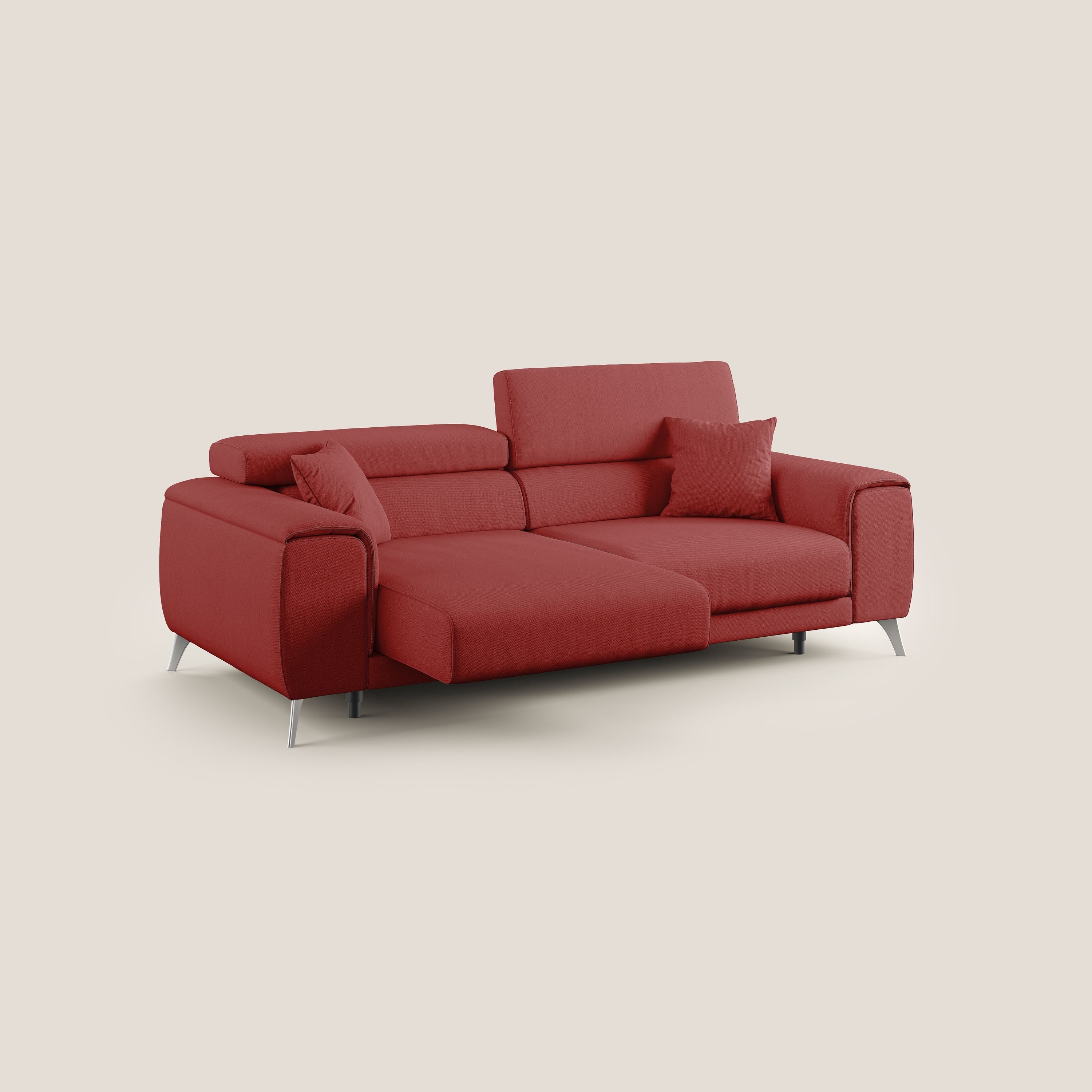 Fusion divano con sedute allungabili in tessuto smacchiabile T05 rosso - divani.store