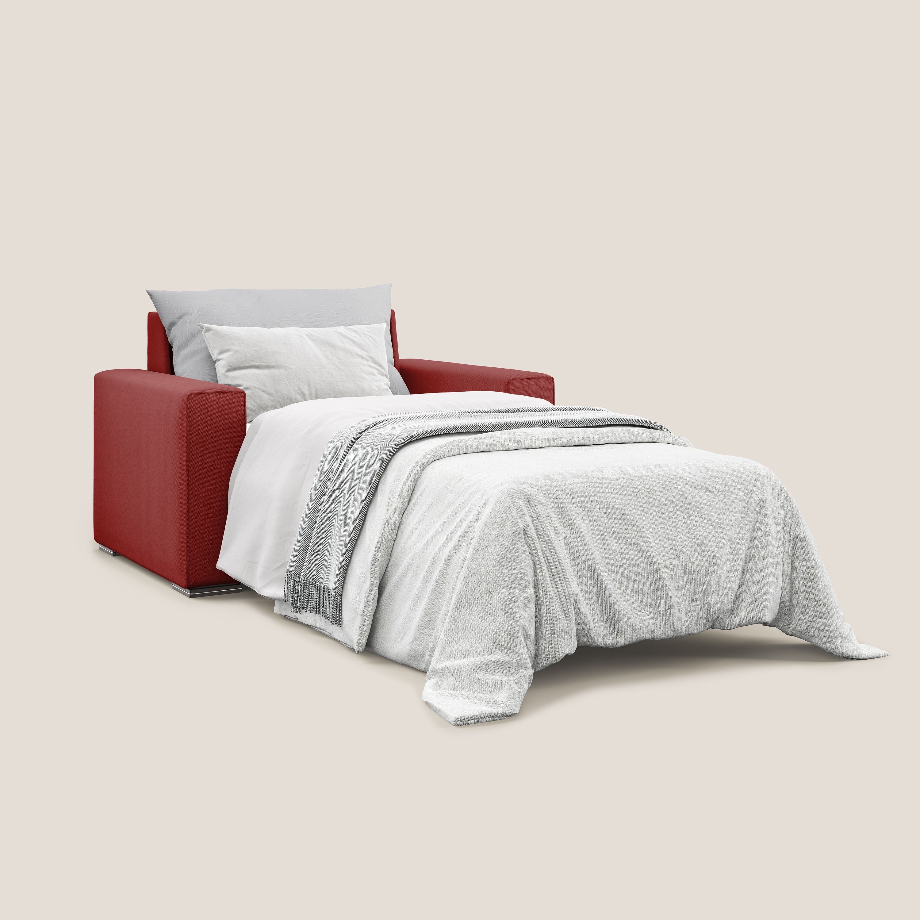 Dream poltrona letto in tessuto smacchiabile T05 rosso - divani.store