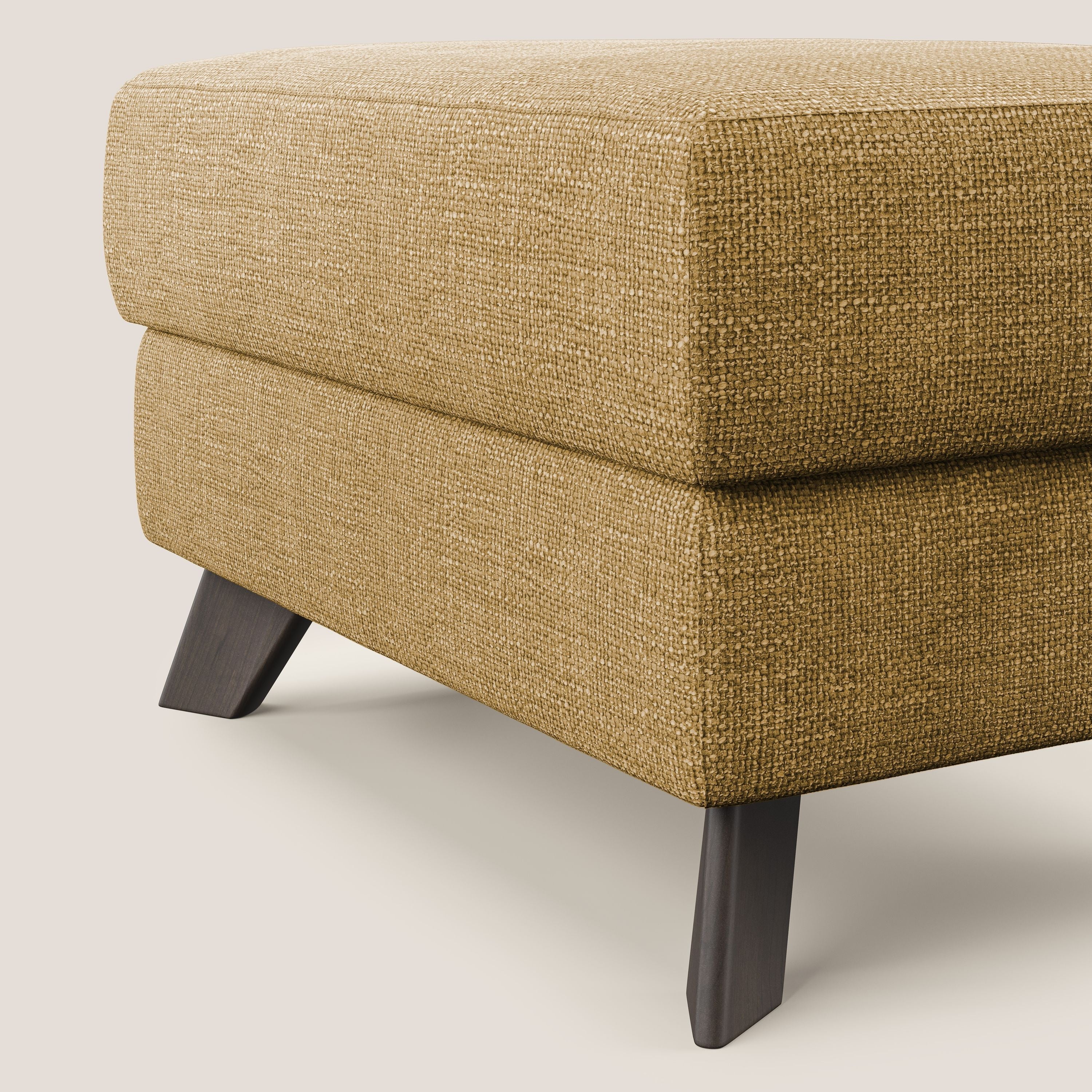 Moon Pouf contenitore e piedini alti in tessuto morbido ad intreccio soft-touch impermeabile T06 giallo - divani.store