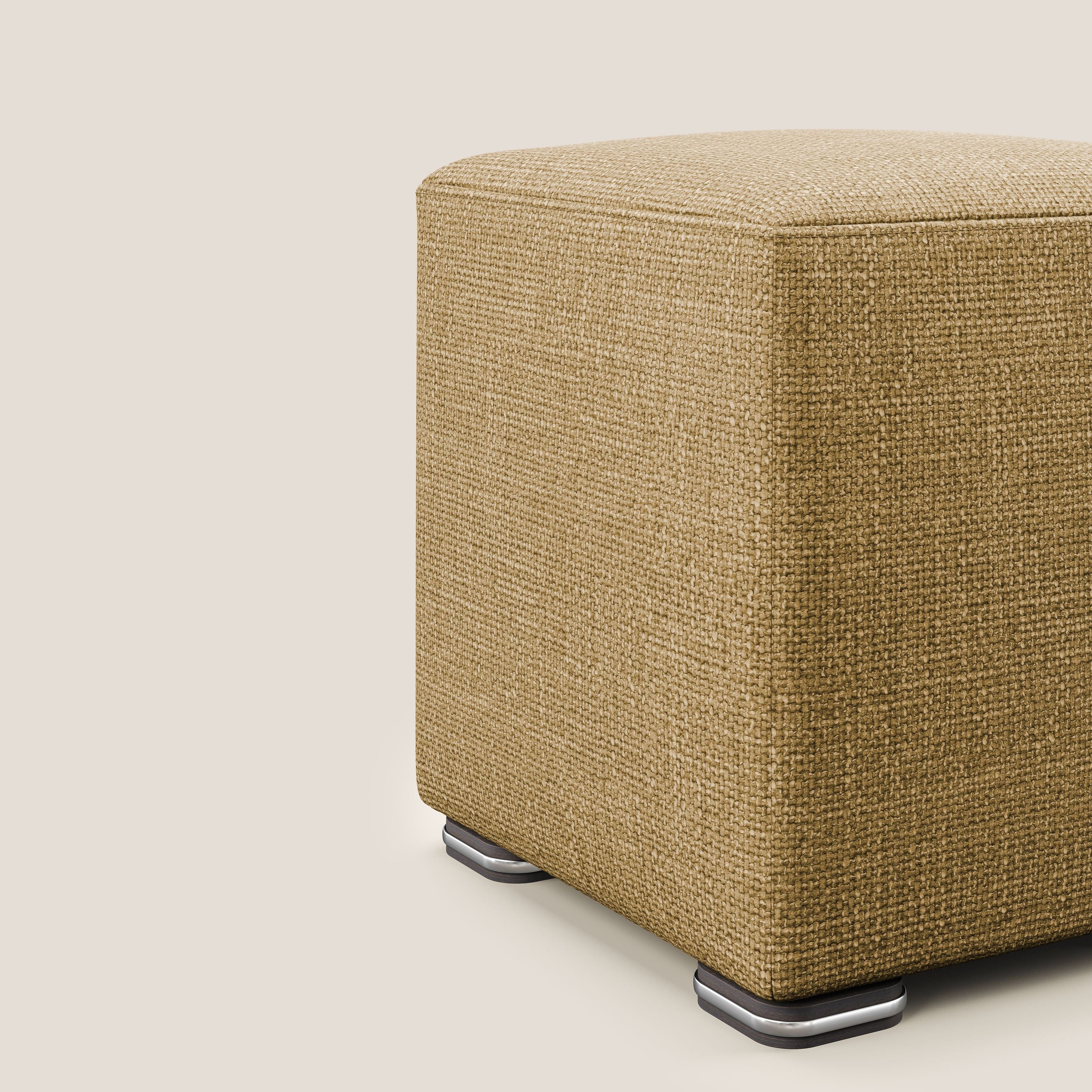 Cube pouf in morbido tessuto impermeabile ad intreccio melangiato T06 giallo - divani.store