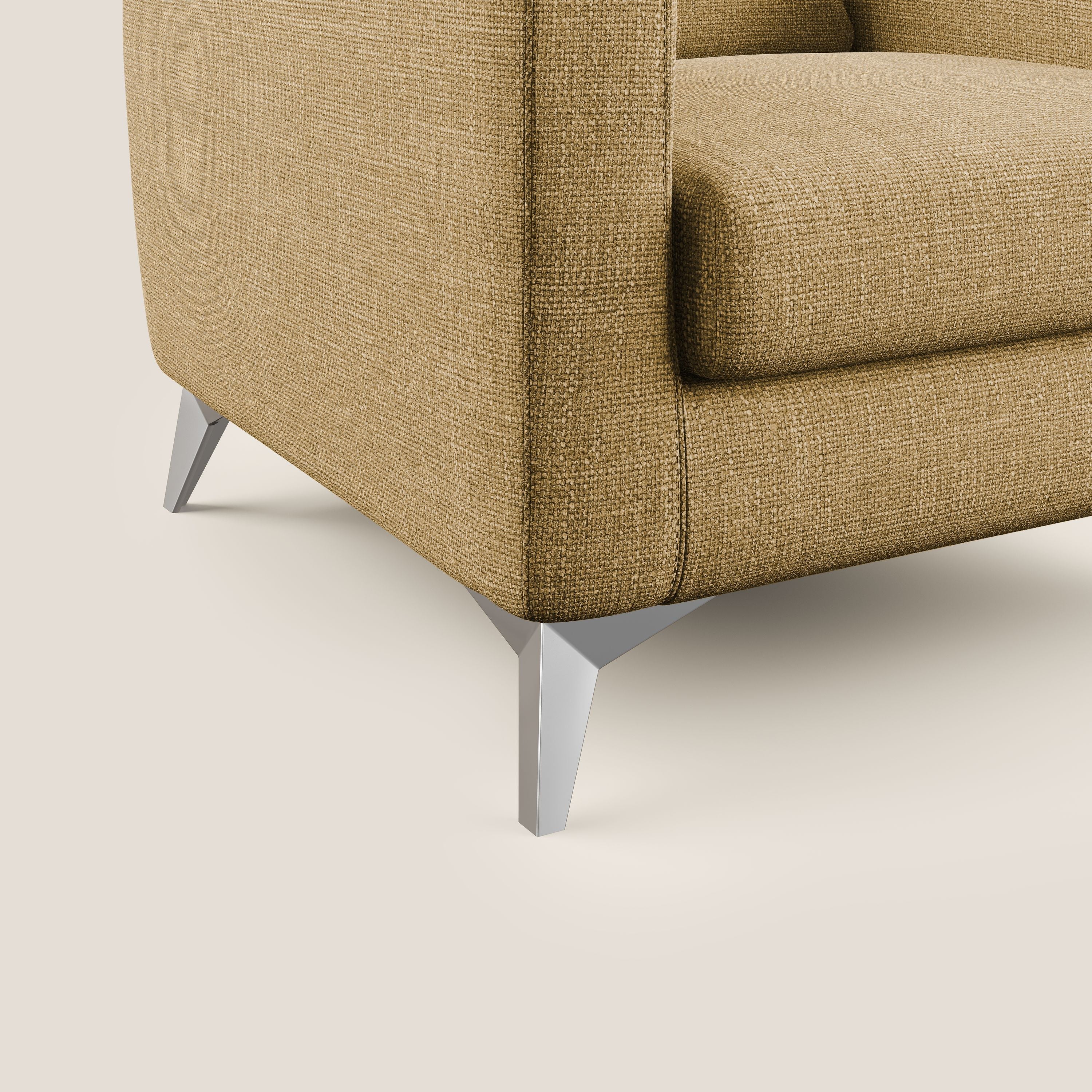 Orione Poltroncina in morbido tessuto impermeabile ad intreccio T06 giallo - divani.store