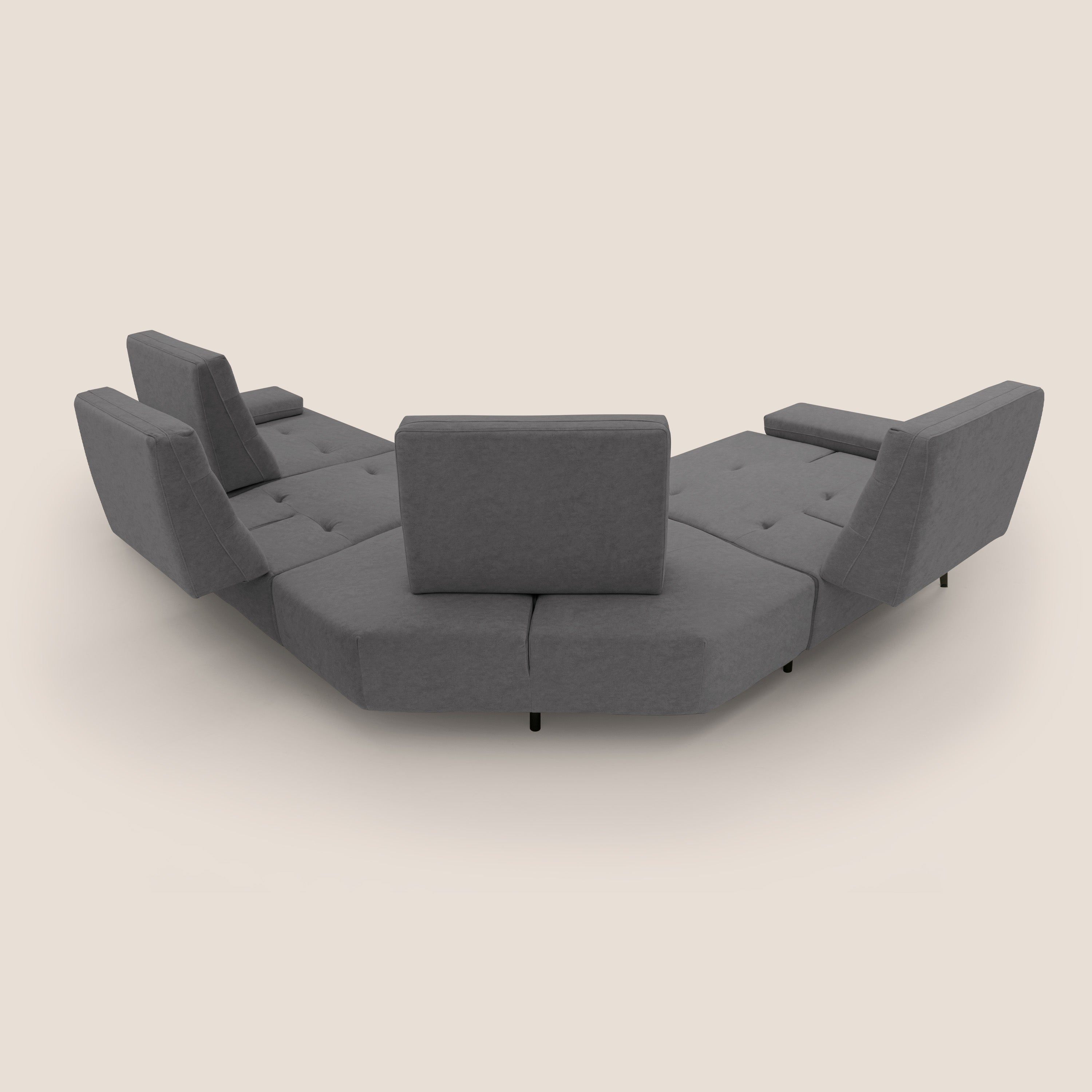 Lugano Divano angolare con schienali traslanti in microfibra effetto velluto T09 grigio - divani.store