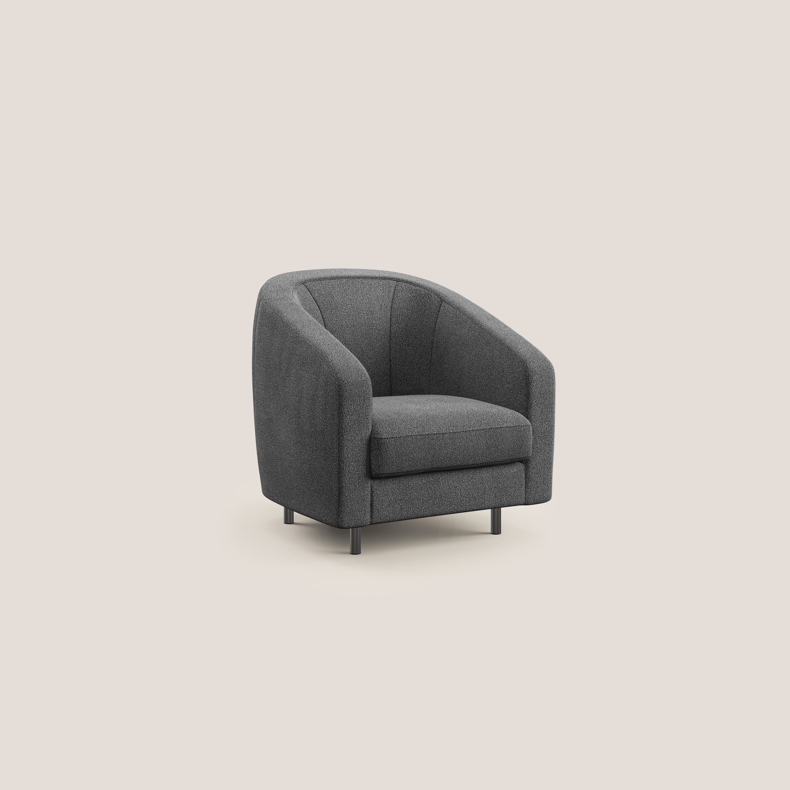 Pandora Poltroncina in morbido tessuto bouclé impermeabile T07 antracite - divani.store