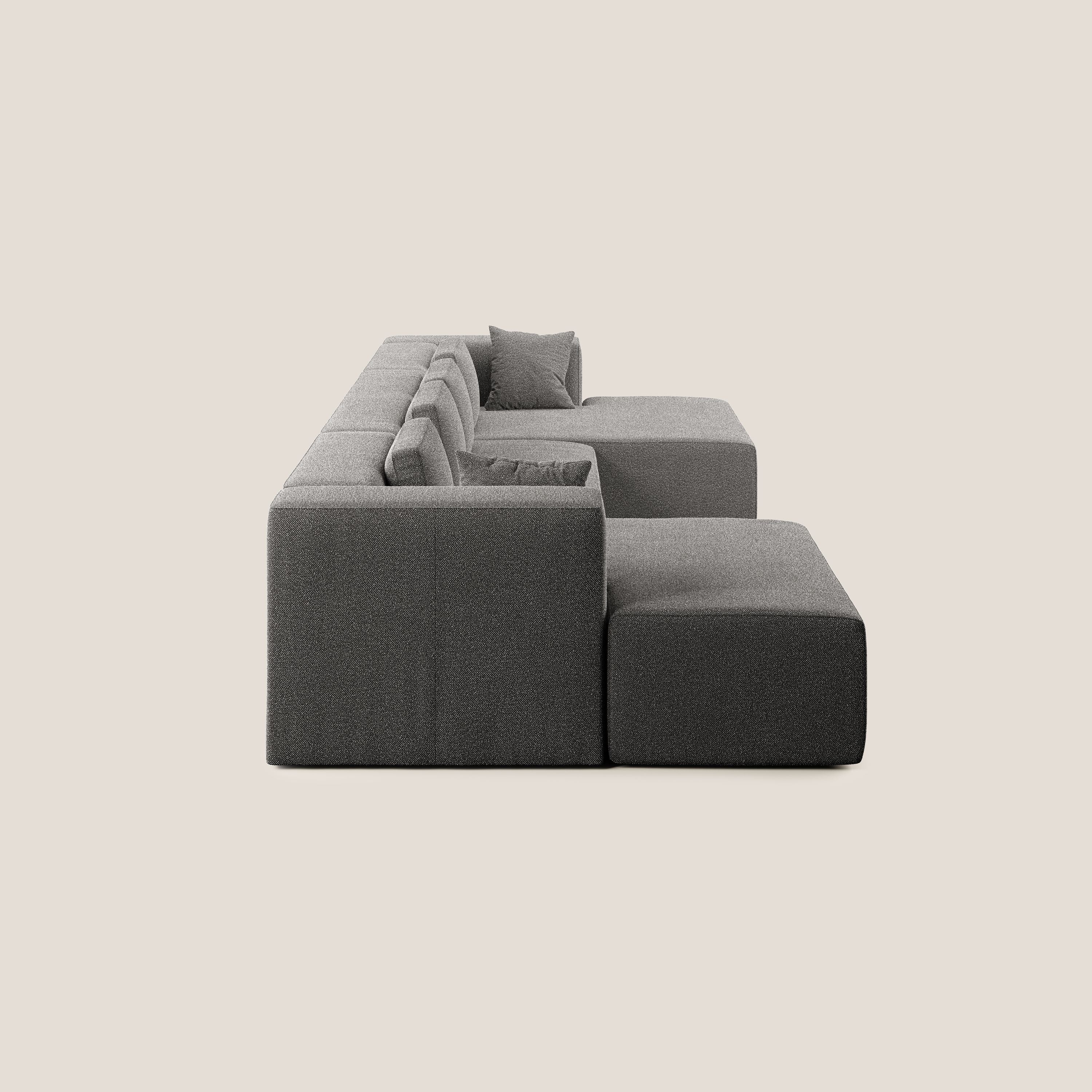 Nettuno divano panoramico in morbido tessuto bouclè T07 antracite - divani.store
