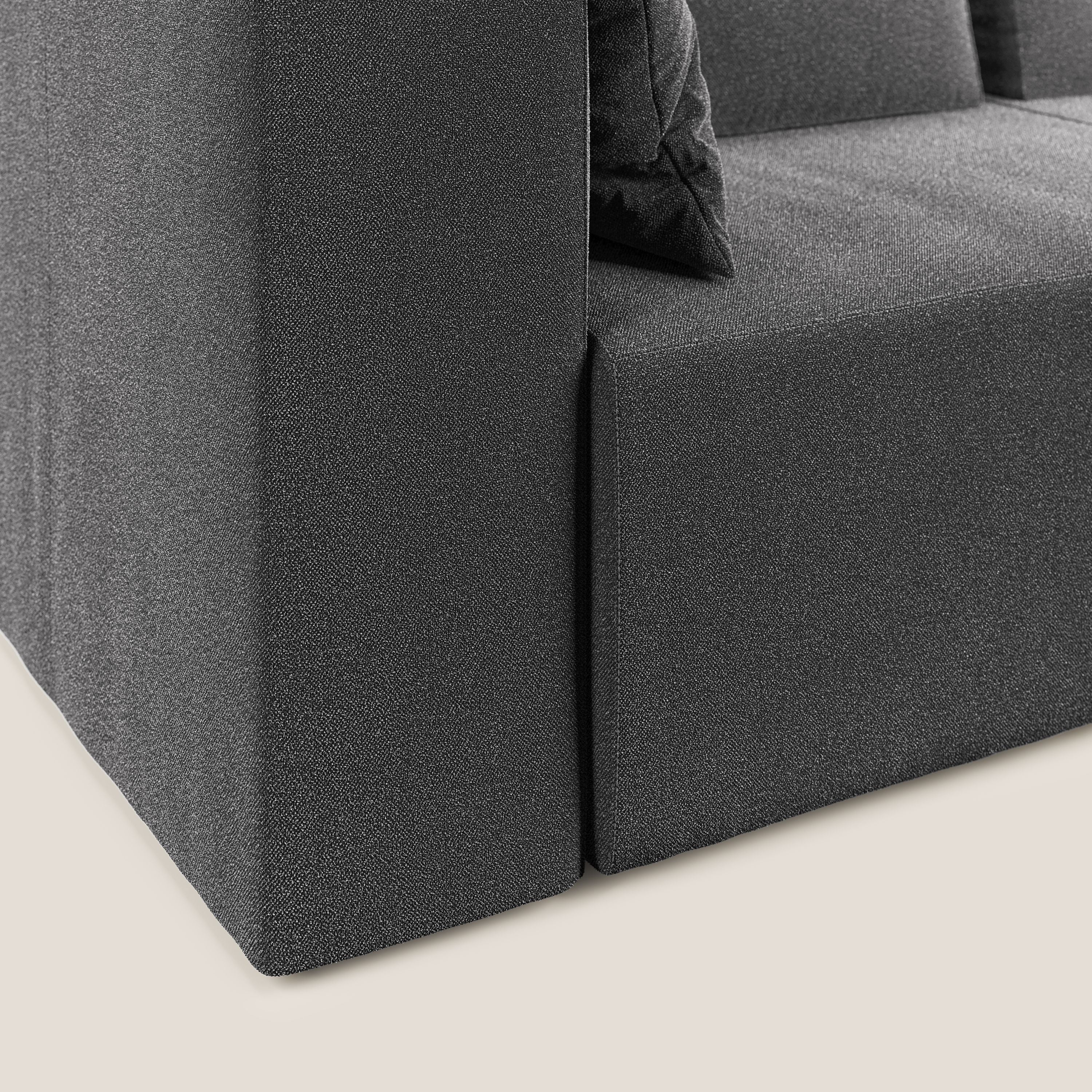 Nettuno divano angolare componibile in morbido tessuto bouclè T07 antracite - divani.store