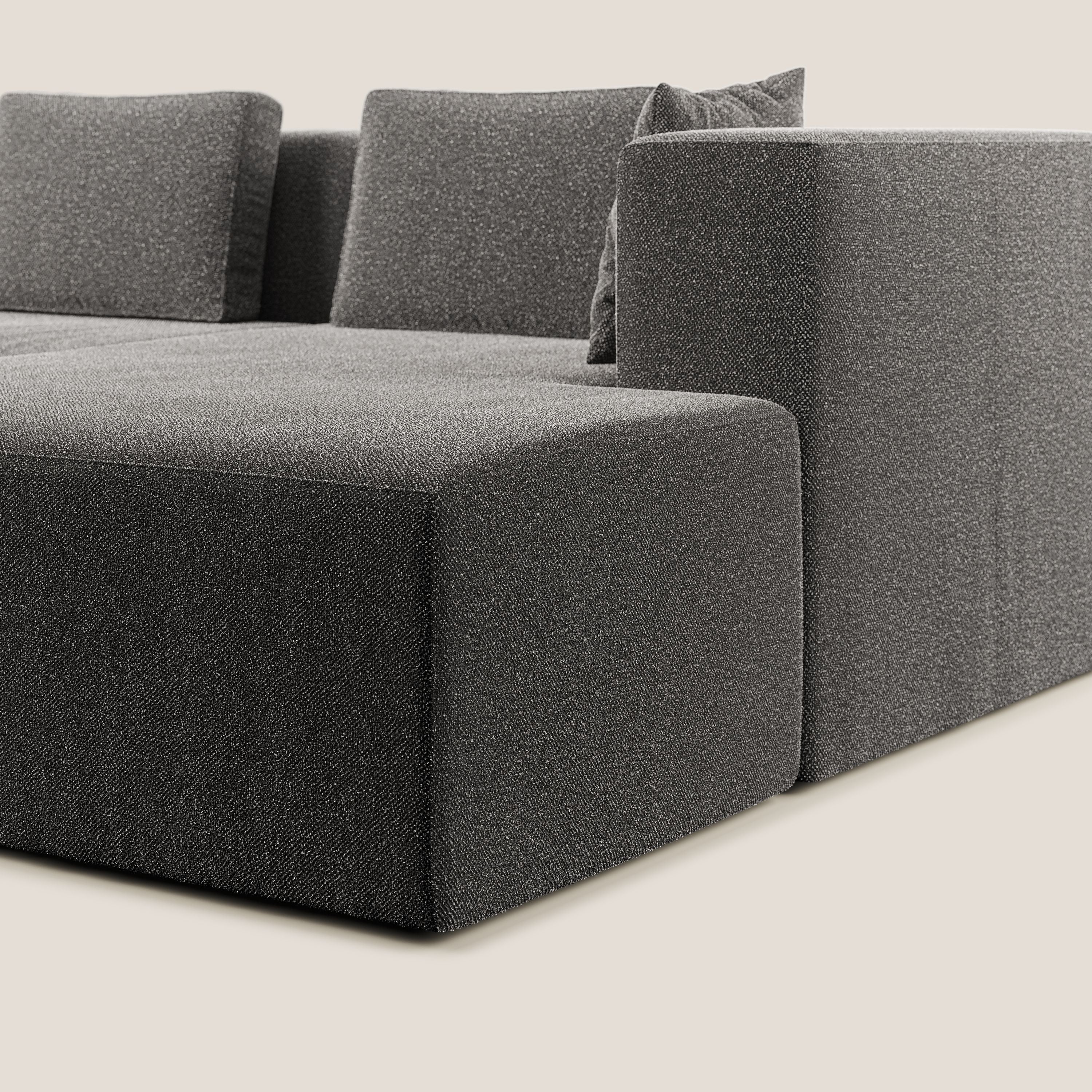 Nettuno divano angolare componibile in morbido tessuto bouclè T07 antracite - divani.store