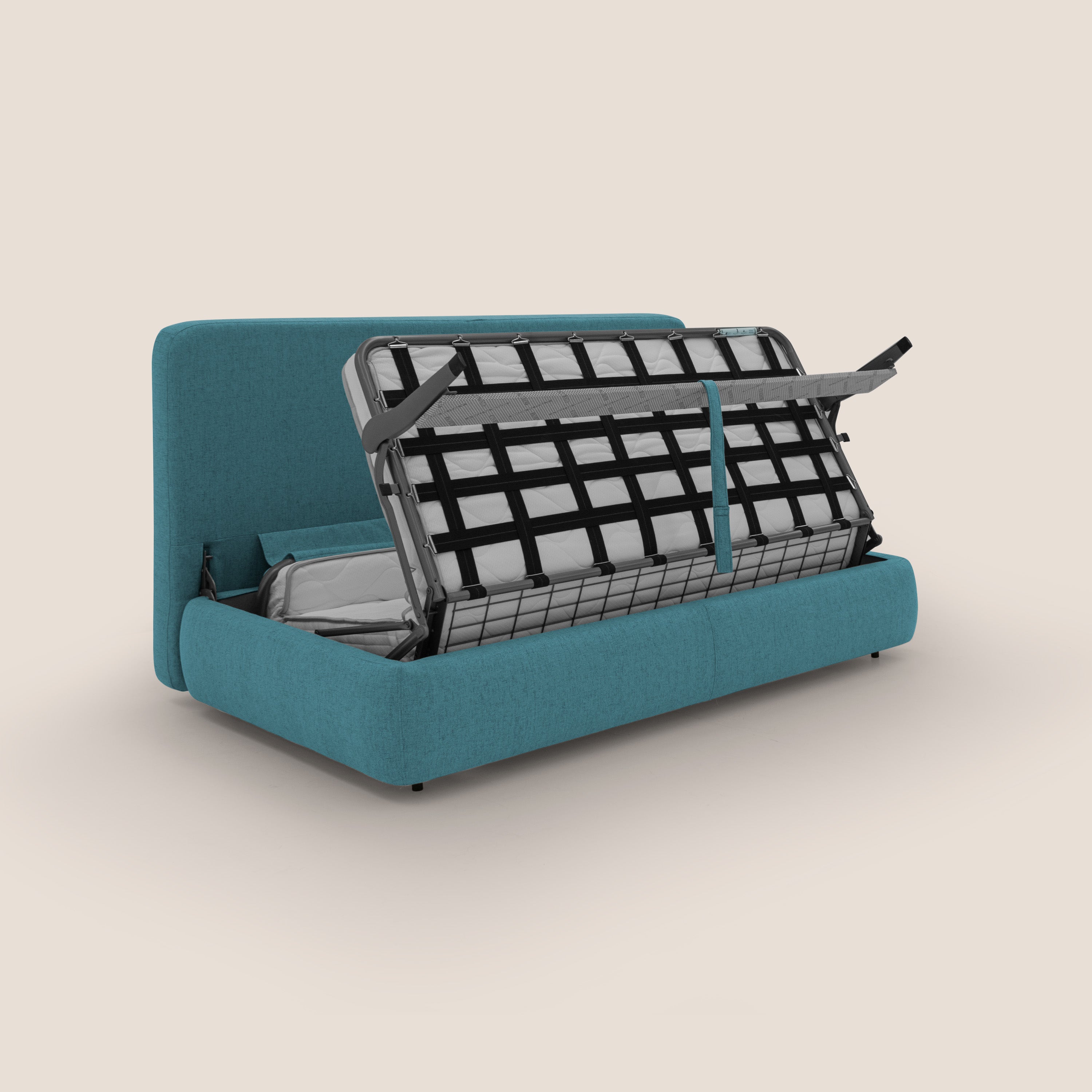 Gransasso Divano letto matrimoniale dal DESIGN innovativo in tessuto impermeabile T03 azzurro - divani.store