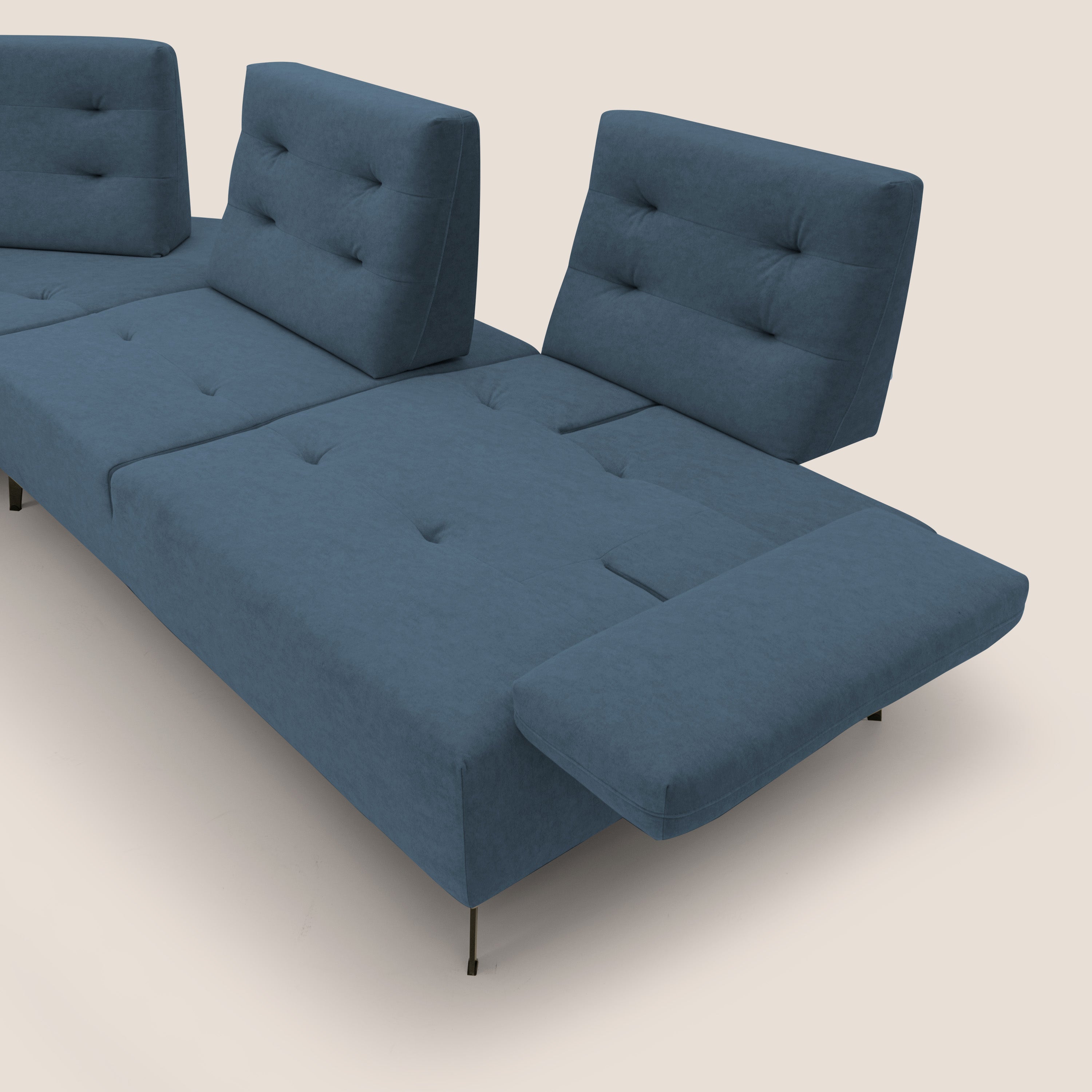 Lugano Divano angolare con schienali traslanti in microfibra effetto velluto T09 - divani.store