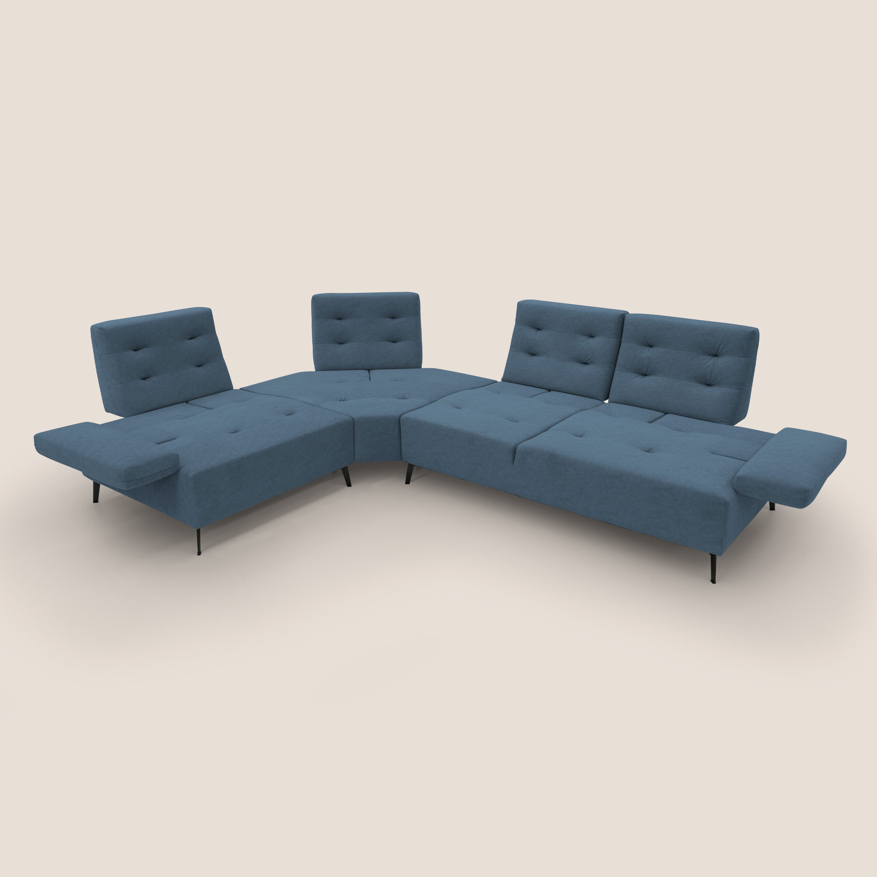 Lugano Divano angolare con schienali traslanti in microfibra effetto velluto T09 - divani.store