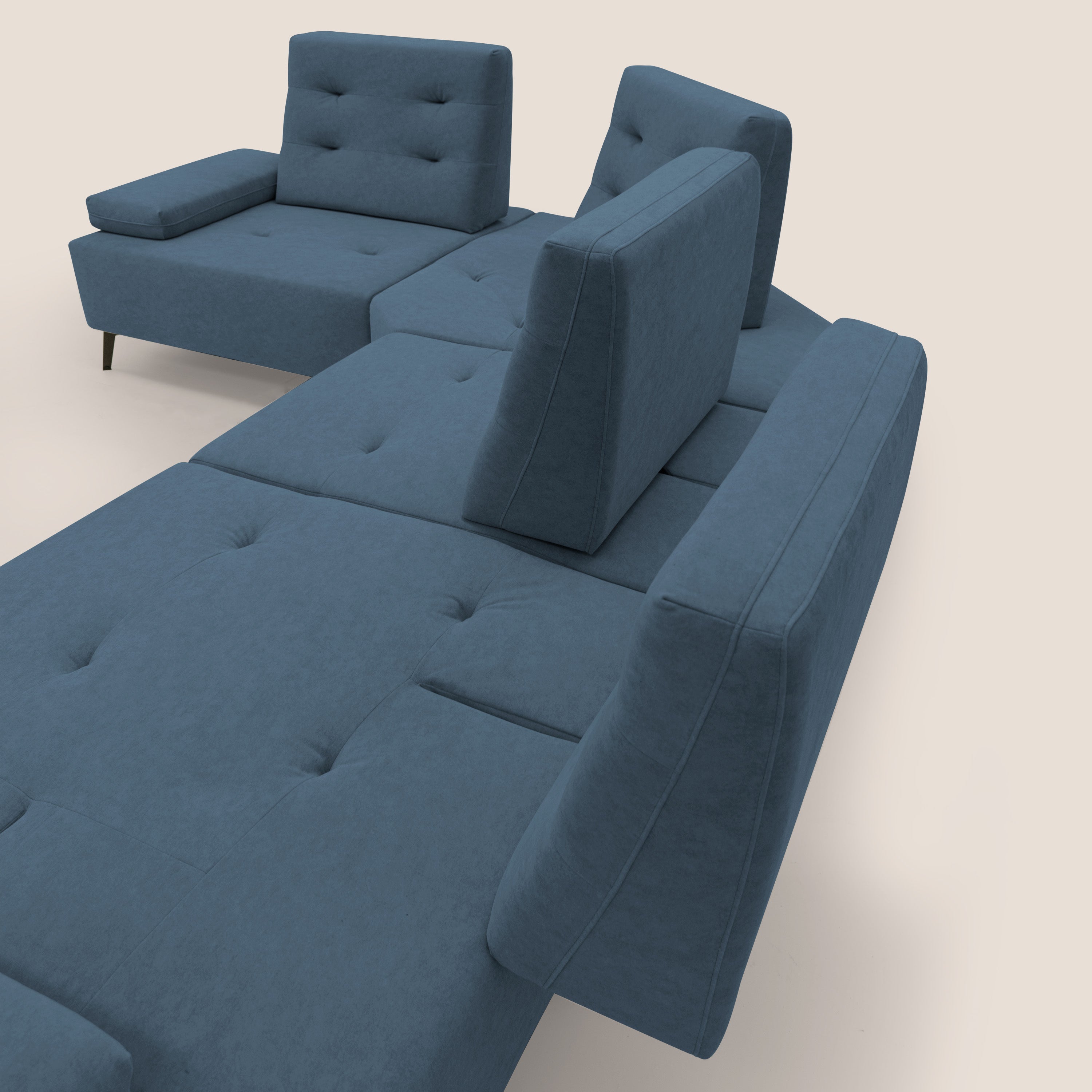 Lugano Divano angolare con schienali traslanti in microfibra effetto velluto T09 - divani.store