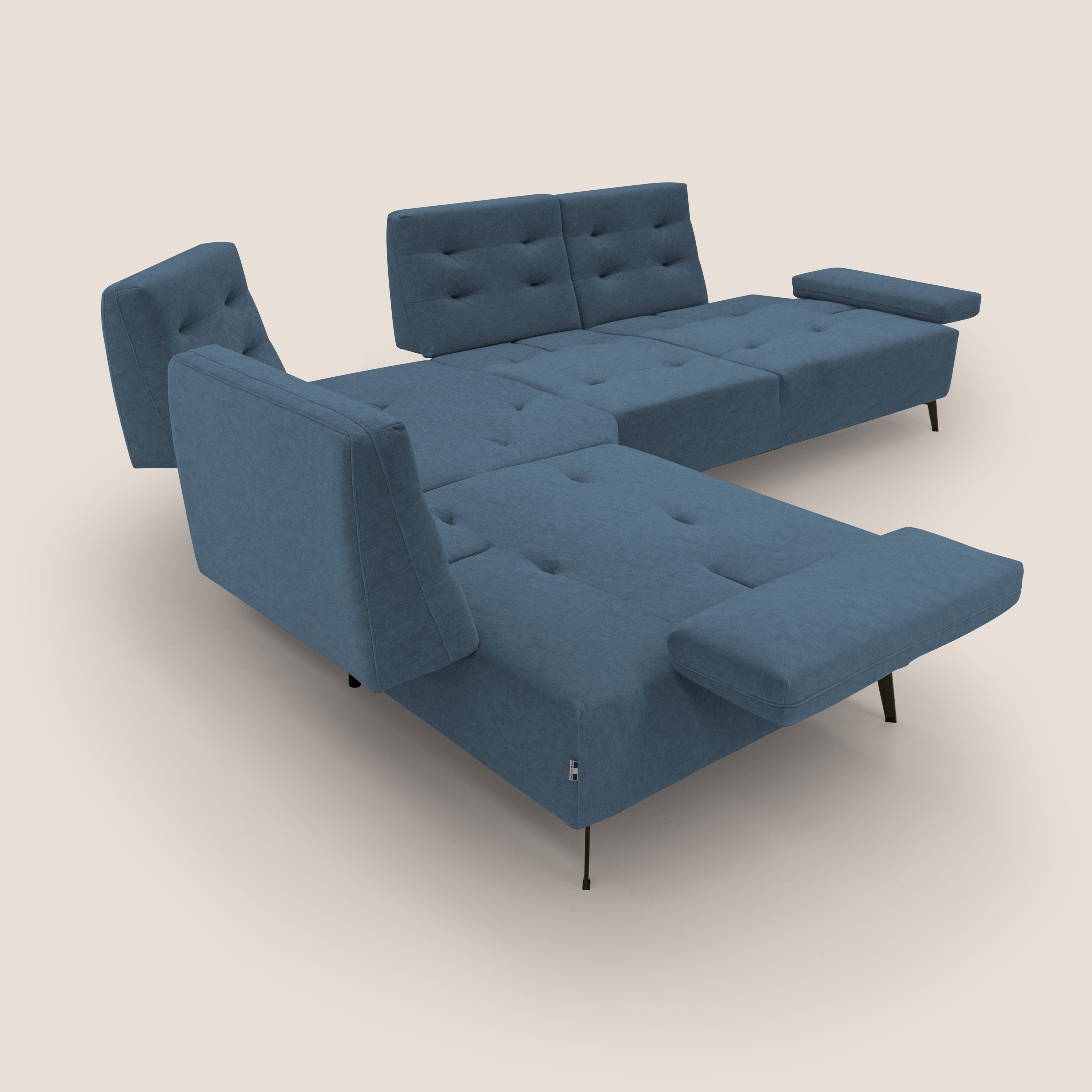 Lugano Divano angolare con schienali traslanti in microfibra effetto velluto T09 - divani.store