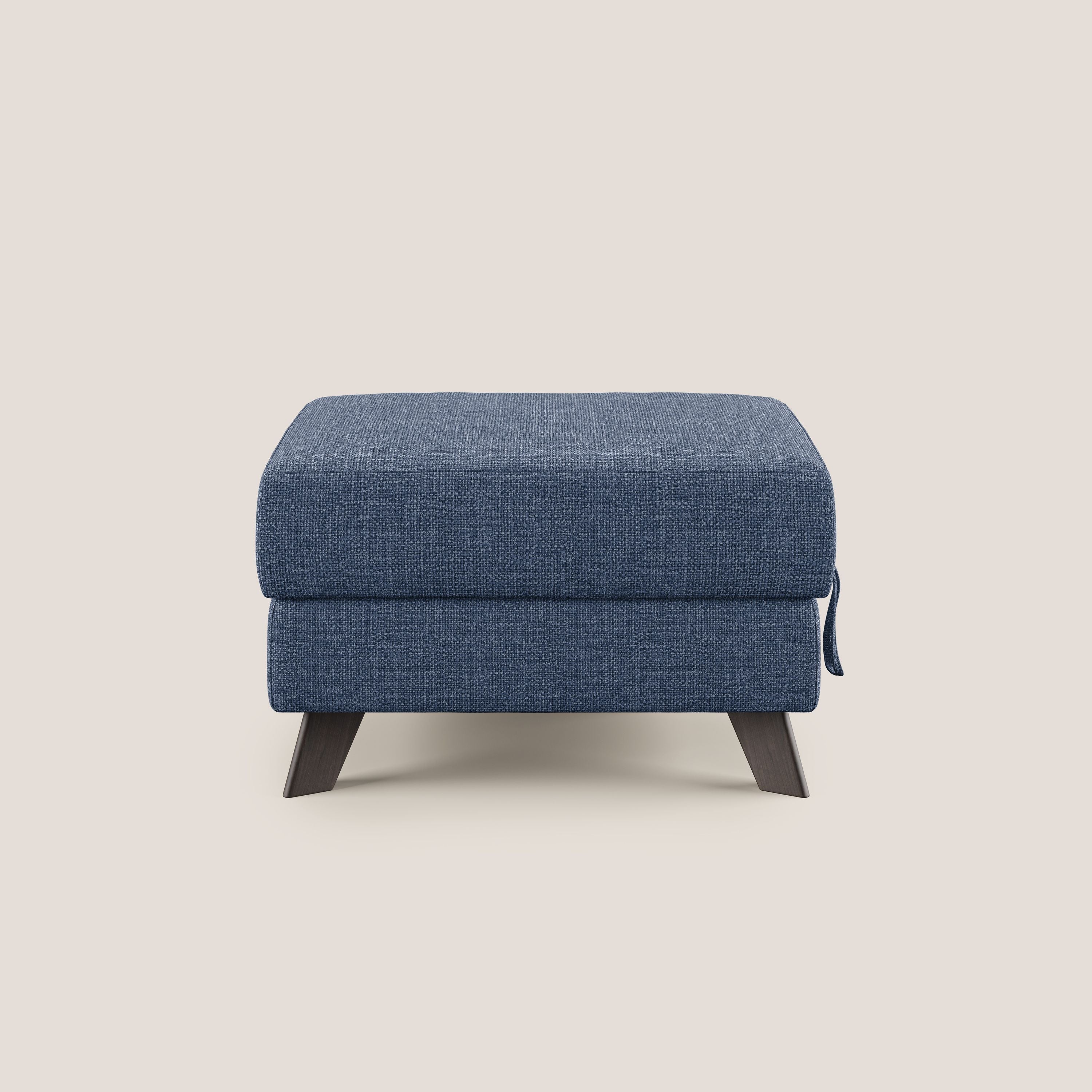 Moon Pouf contenitore e piedini alti in tessuto morbido ad intreccio soft-touch impermeabile T06 blu - divani.store