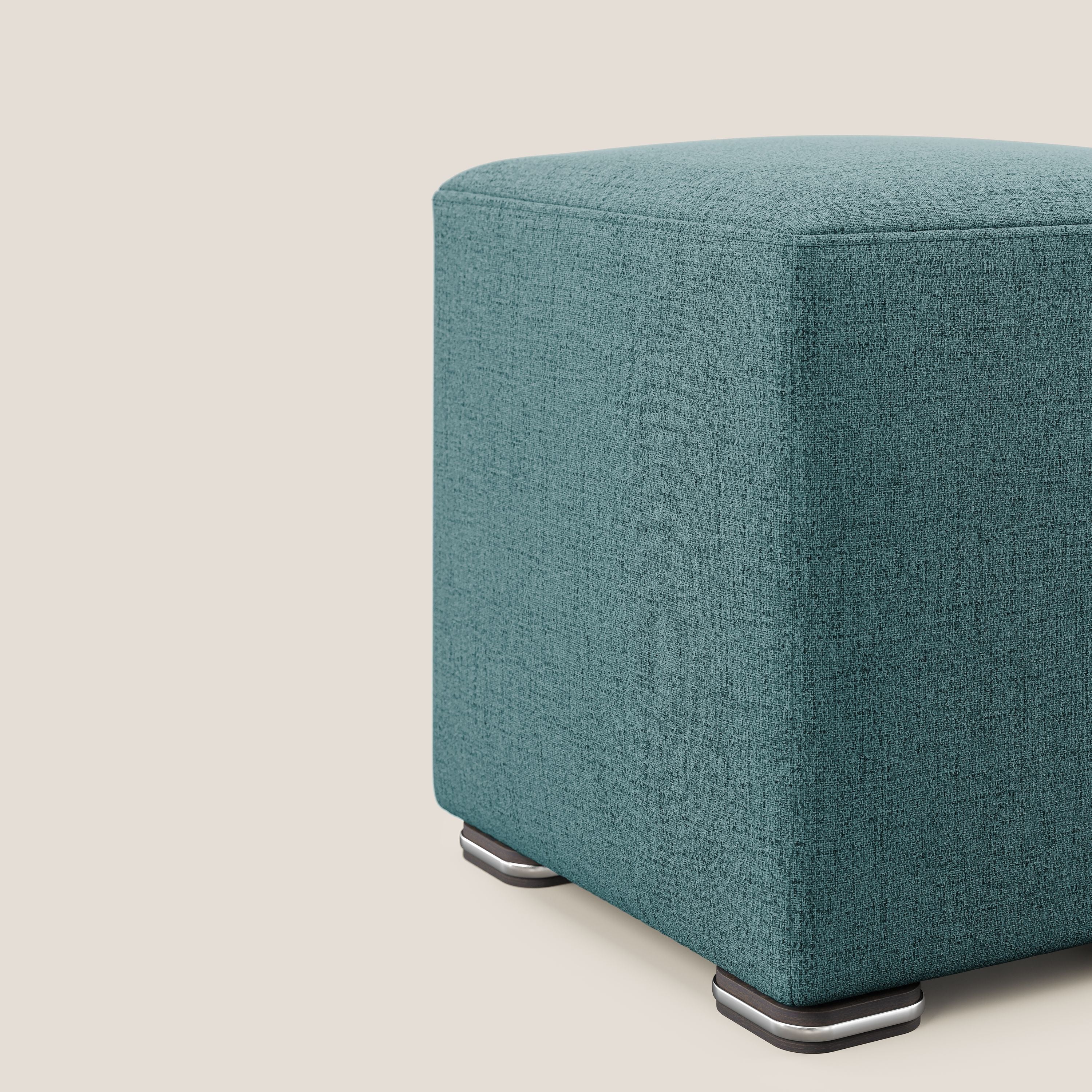 Cube pouf in tessuto morbido impermeabile T03 azzurro - divani.store