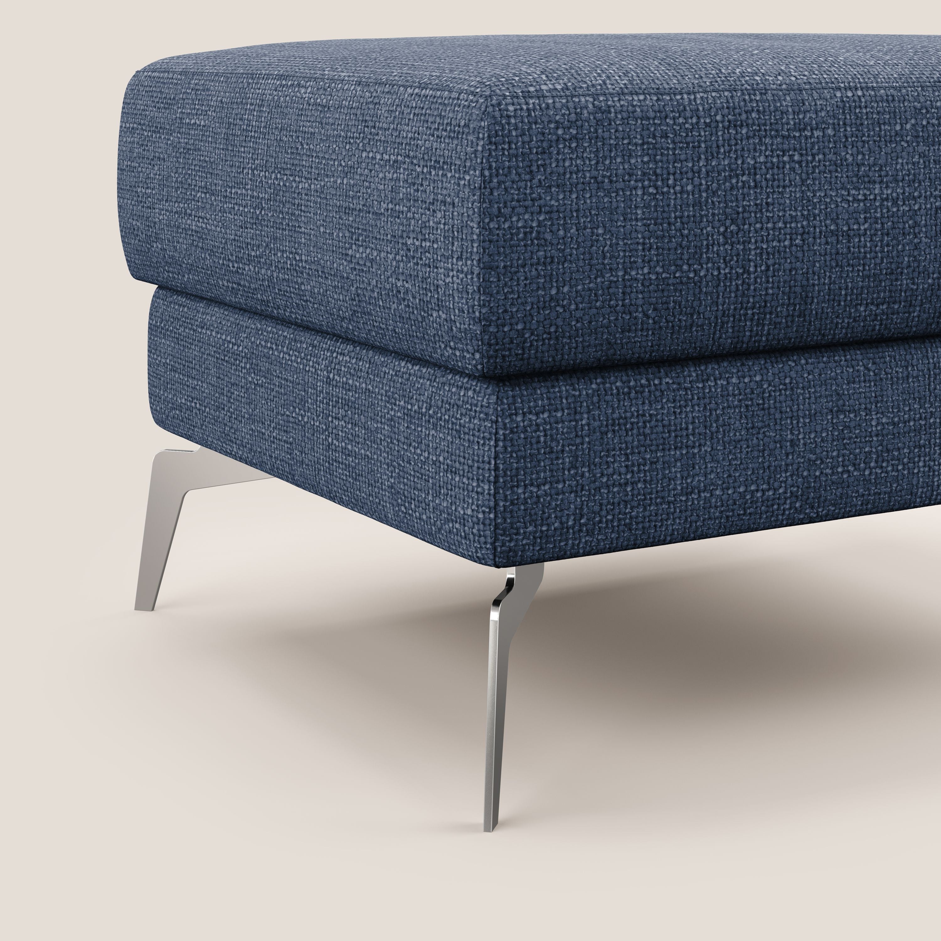 Star Pouf con piedini alti in tessuto impermeabile morbido intreccio T06 blu - divani.store