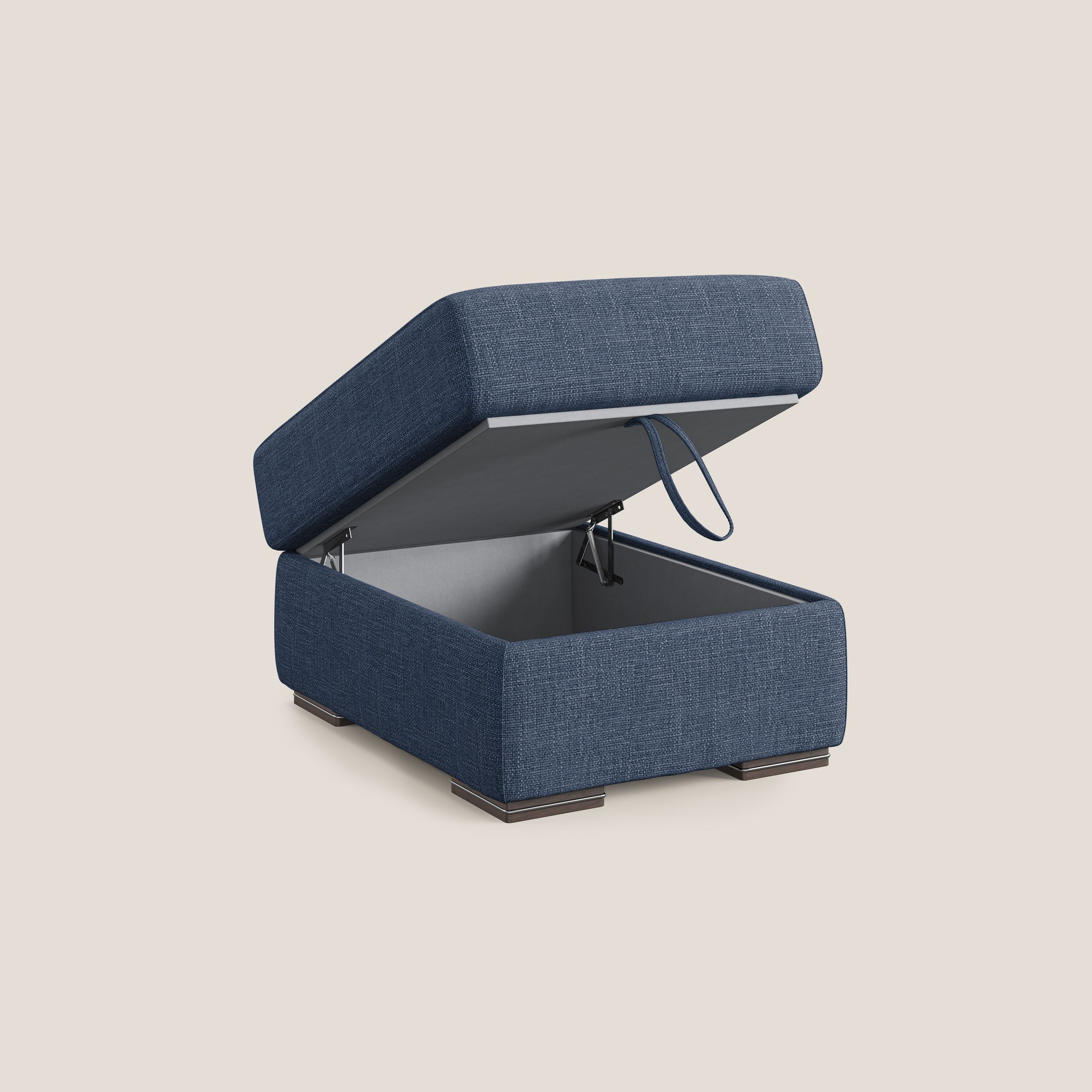 Sun pouf apribile contenitore in tessuto impermeabile morbido intreccio T06 blu - divani.store