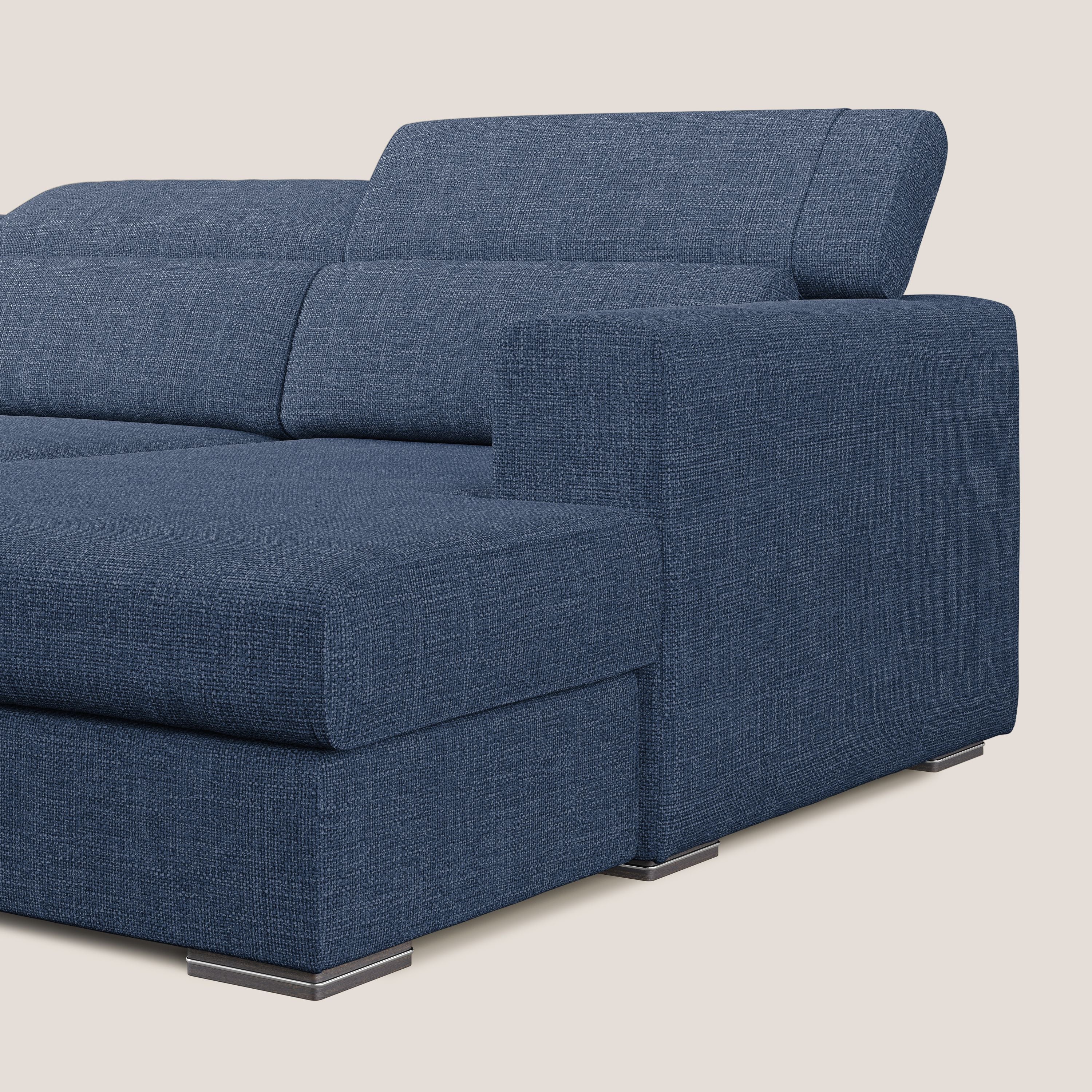 Vegas divano angolare con poggiatesta reclinabili in morbido tessuto impermeabile T06 blu - divani.store